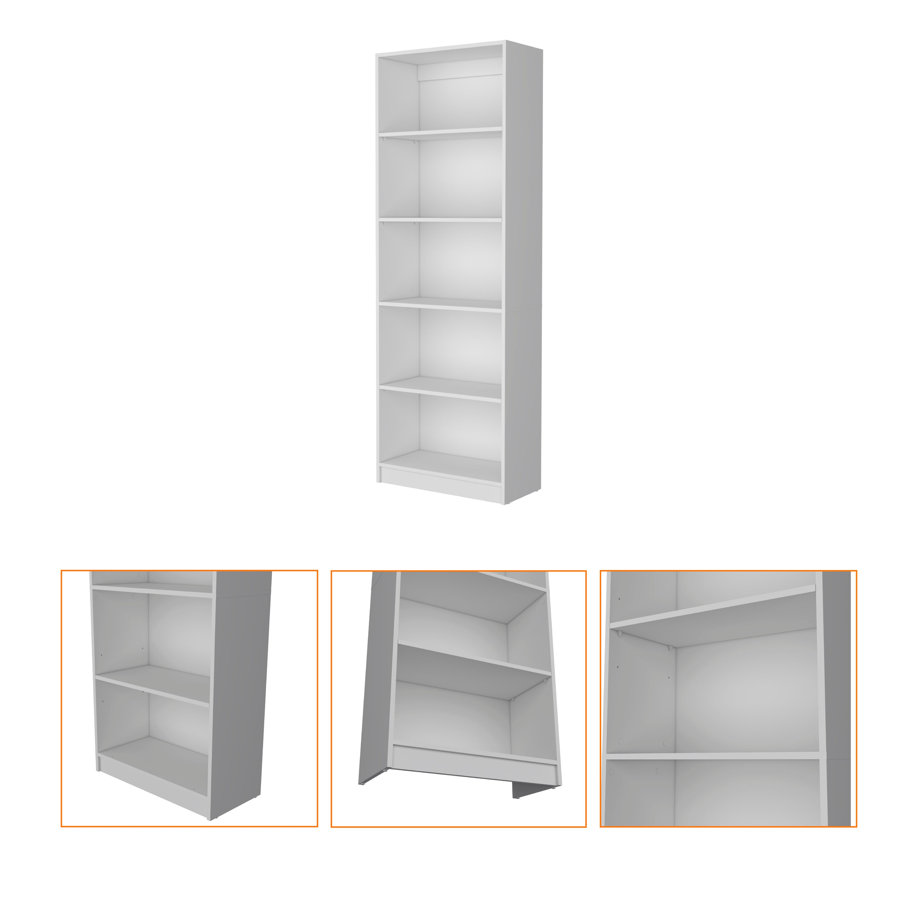 White 5-Shelf Bookcase