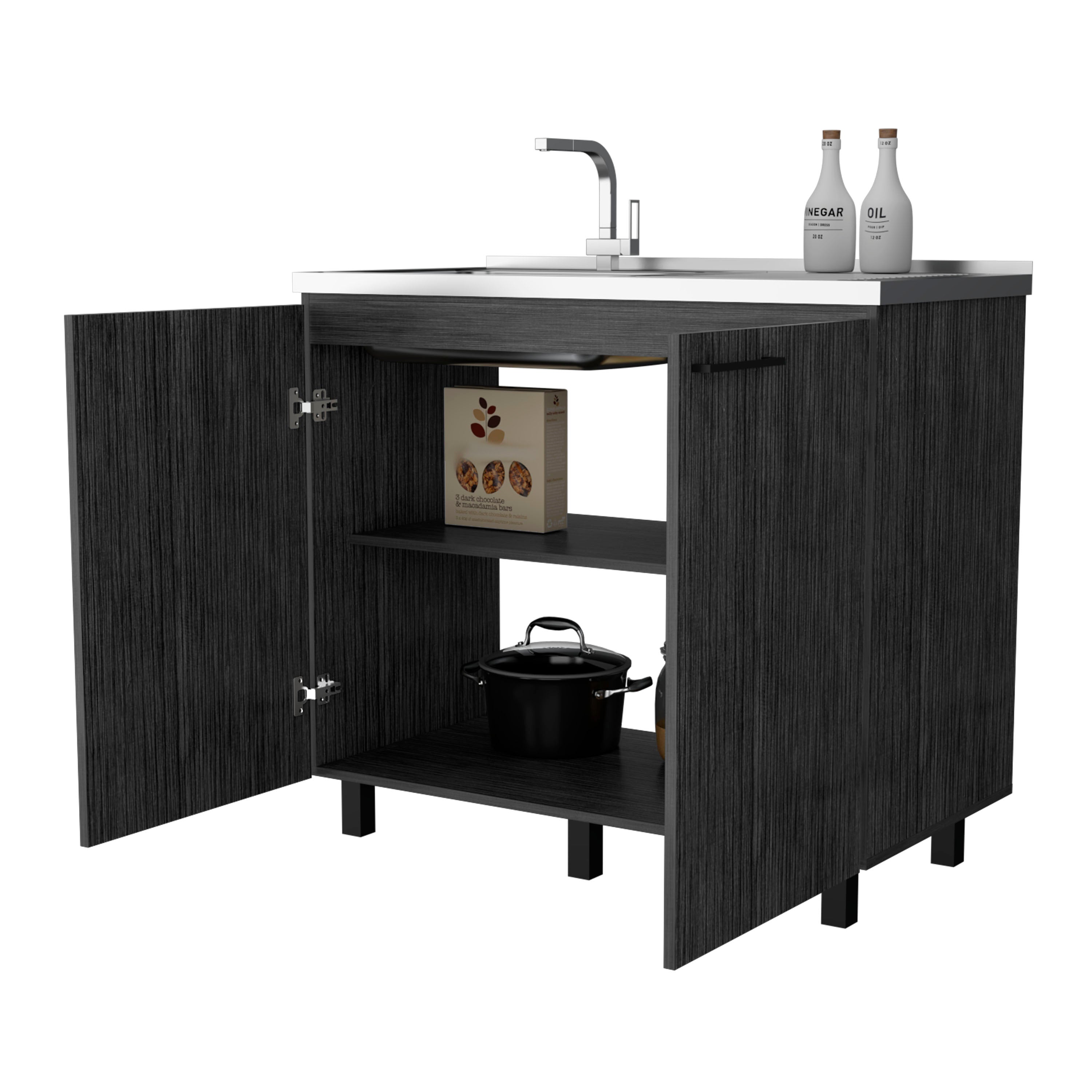 Smokey Oak Utility Sink and Cabinet