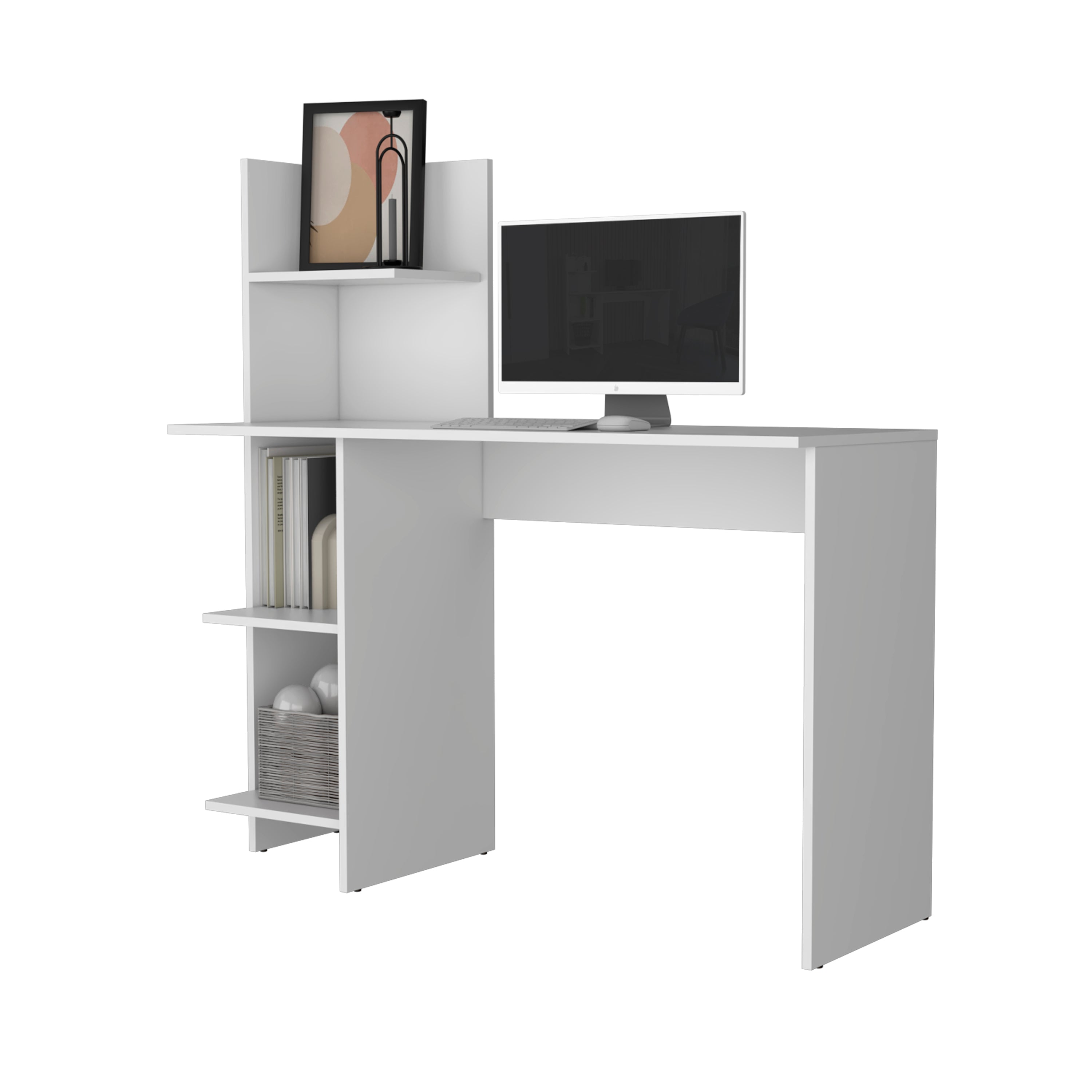 White Four Shelves Writing Desk