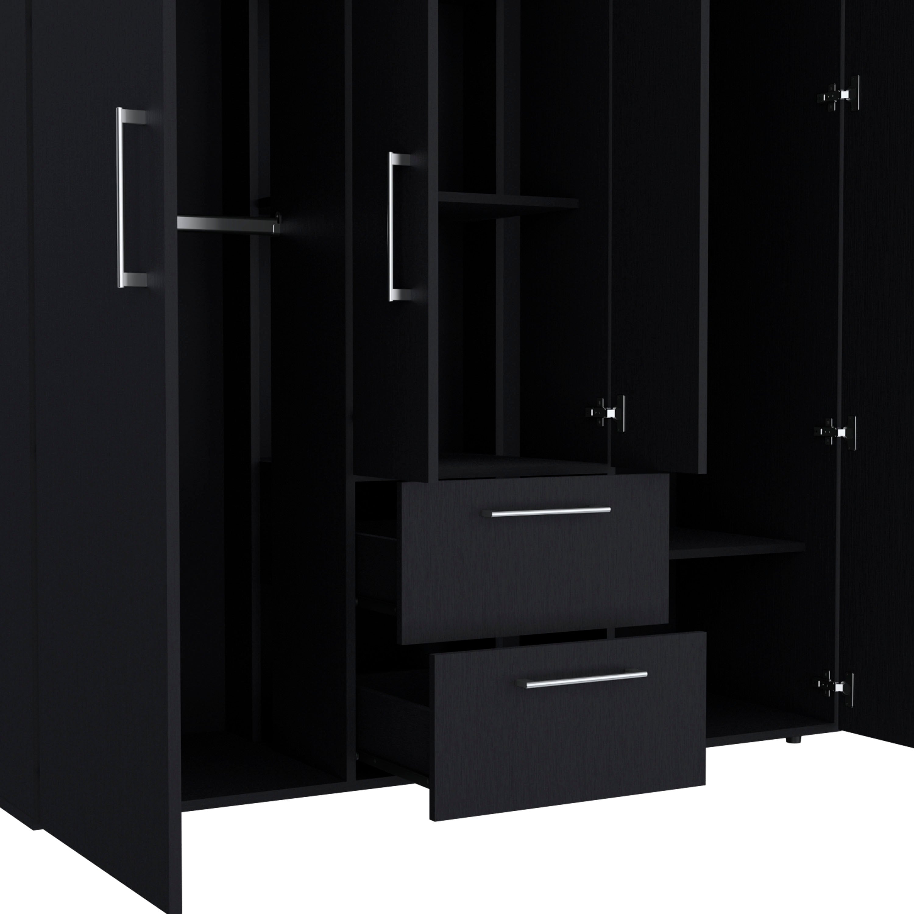 Black All-In-One 2-Door Armoire