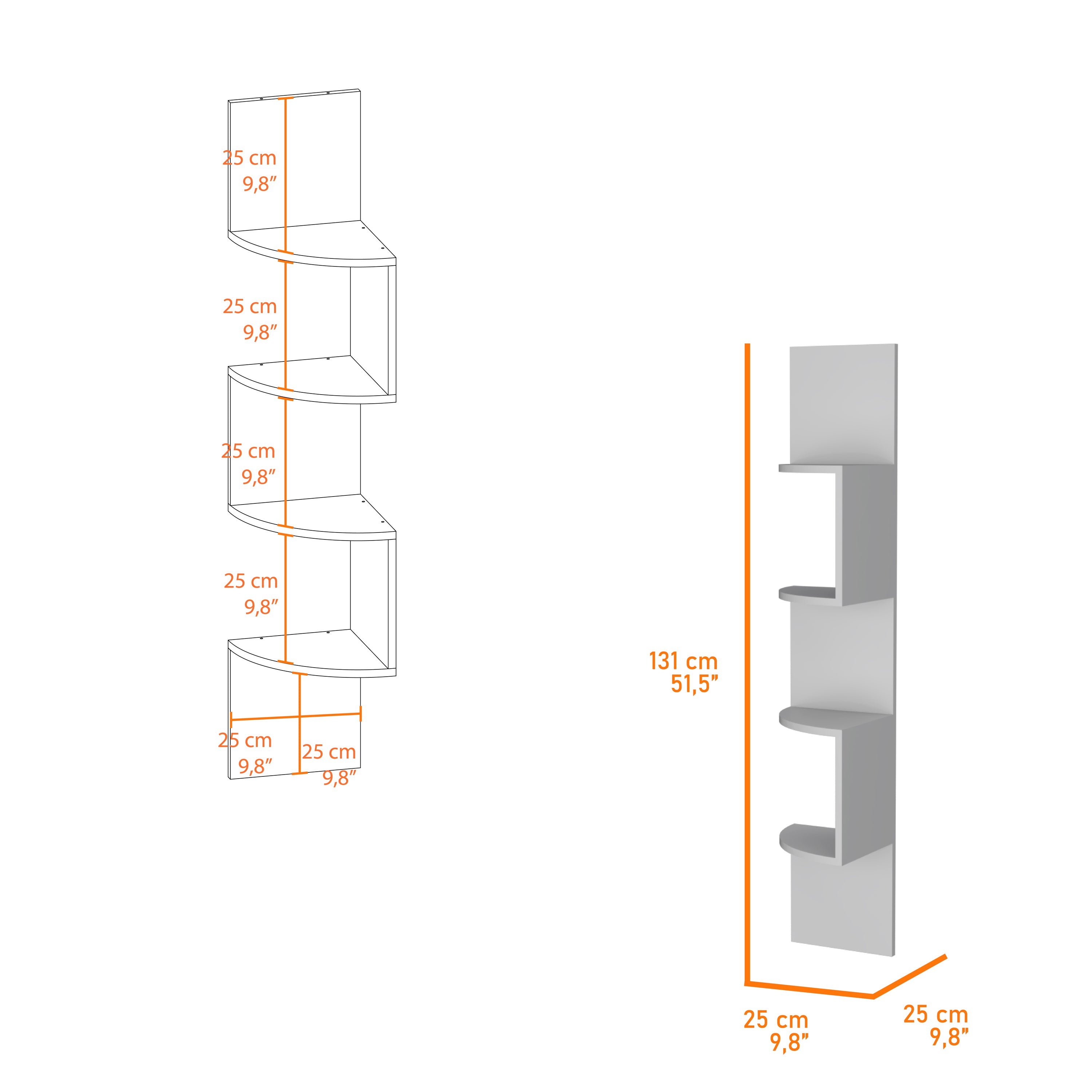 White Full-Wall Floating Shelf