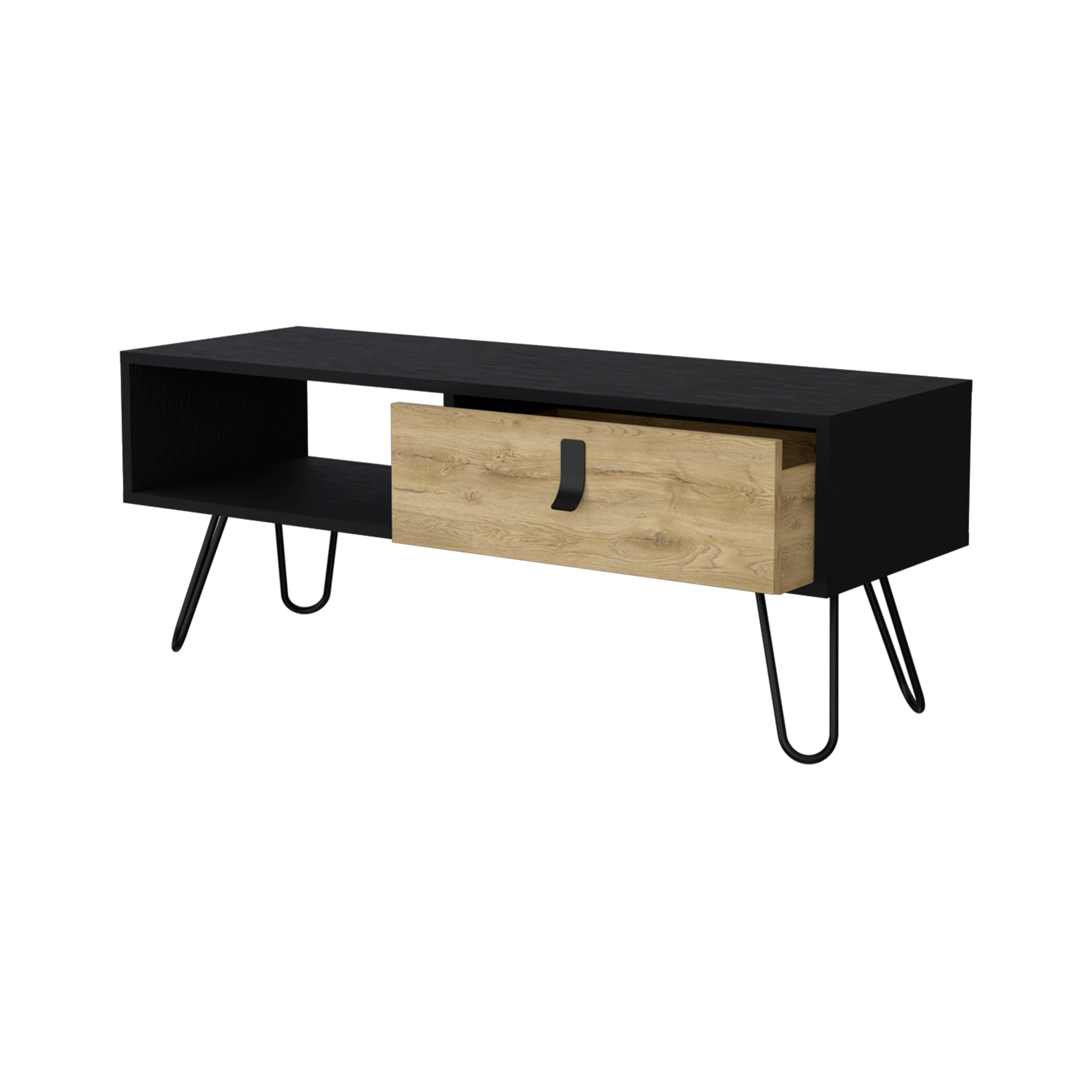 Black and Macadamia Hairpin Legs Coffee Table