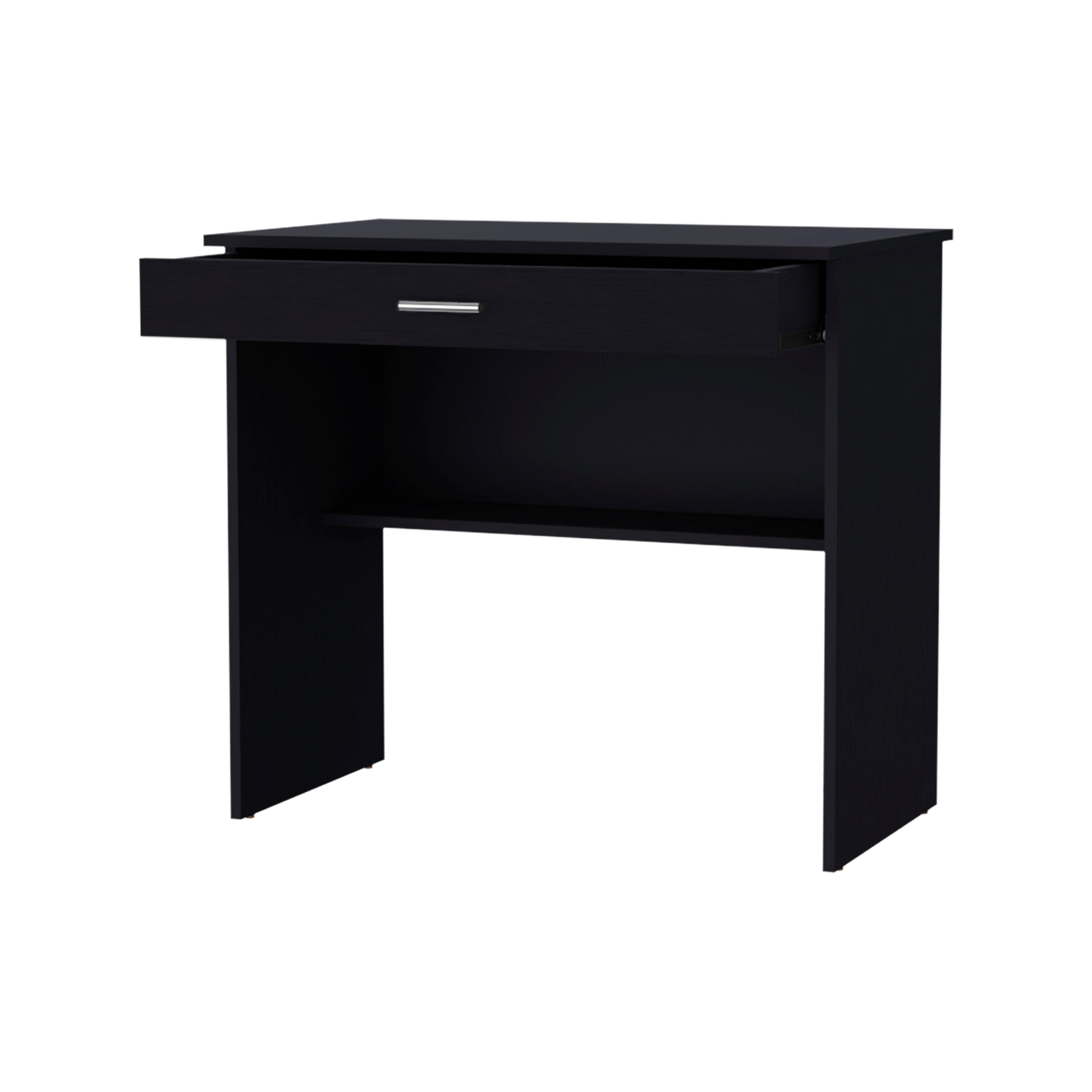 Black Storage Desk with Drawer and Shelf