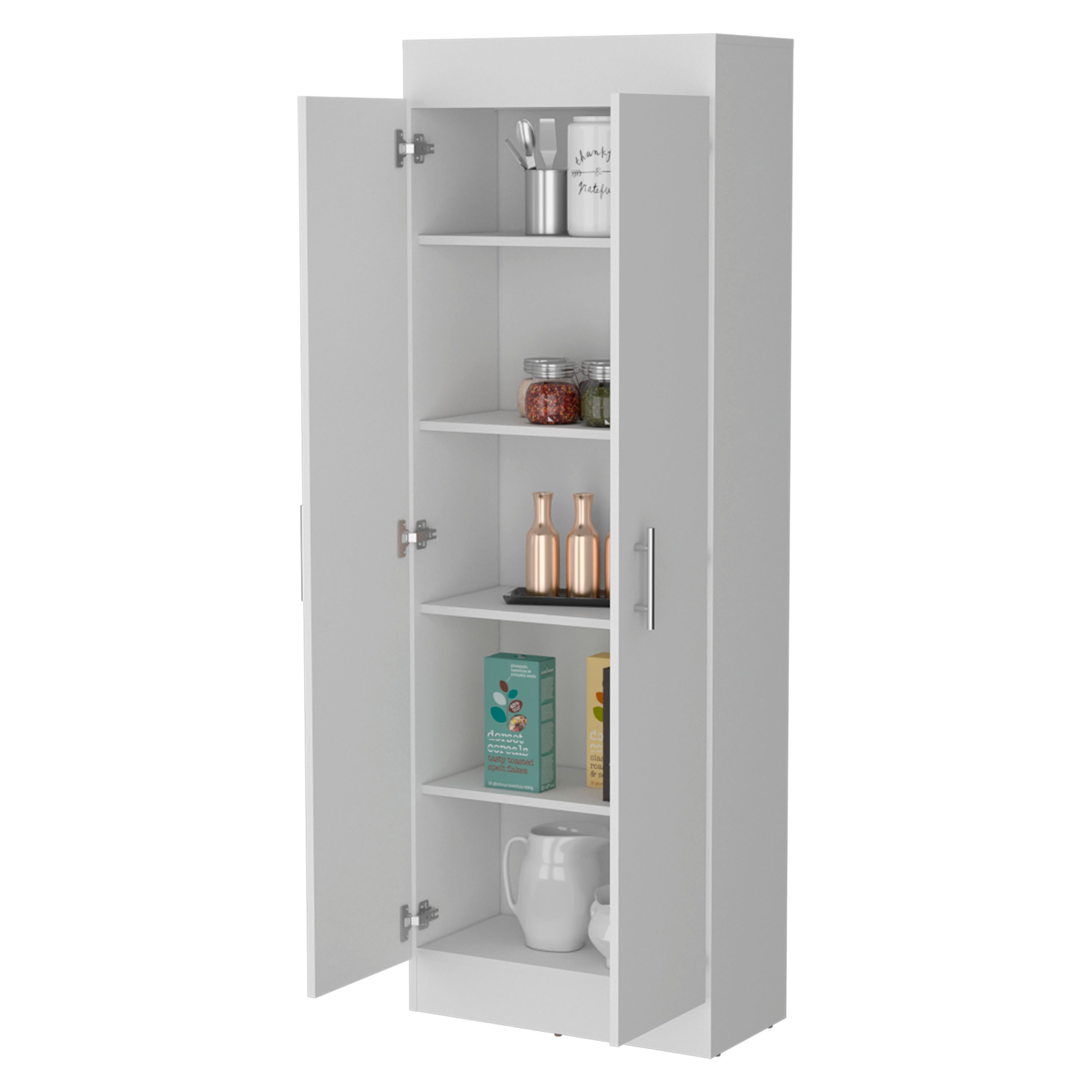 White 5-Shelf Storage Pantry Cabinet