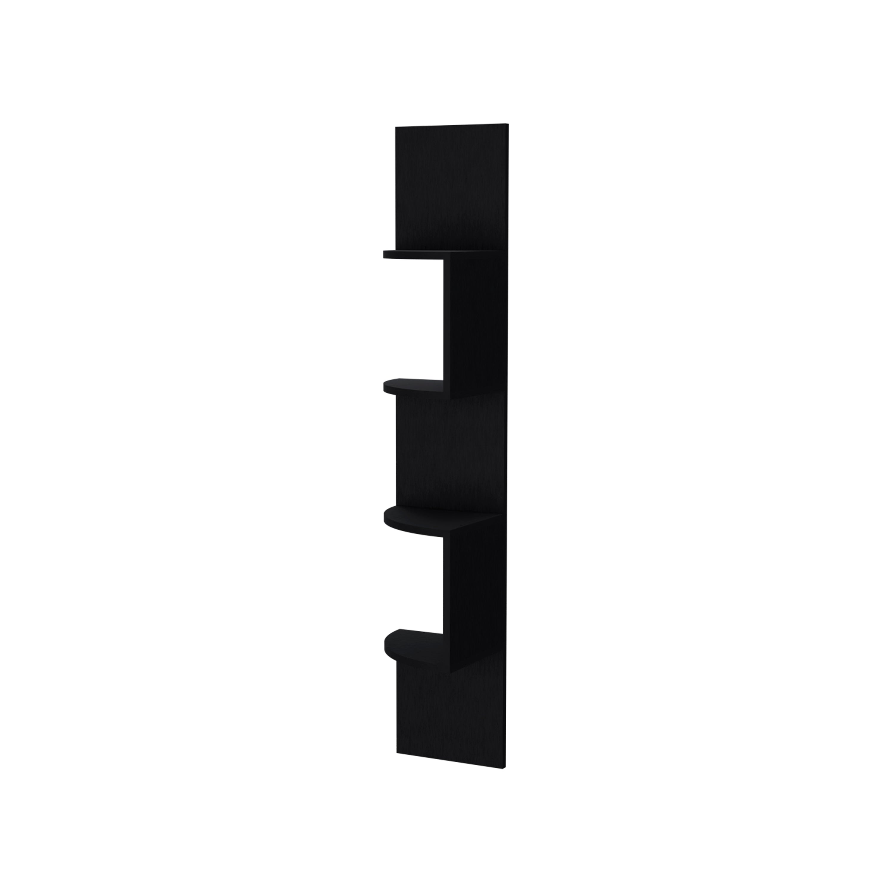 Black Full-Wall Floating Shelf