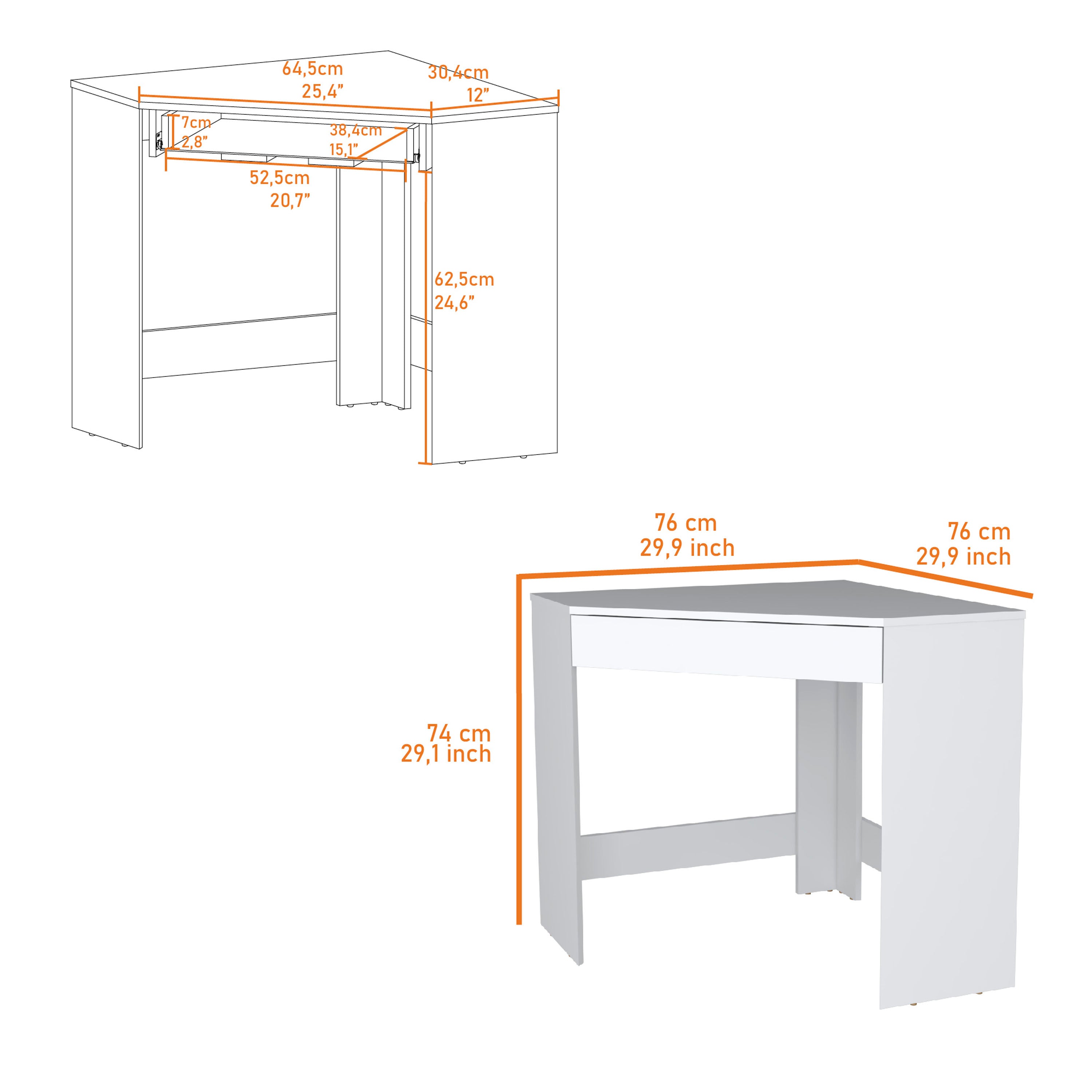 White Spacious Drawer Corner Desk