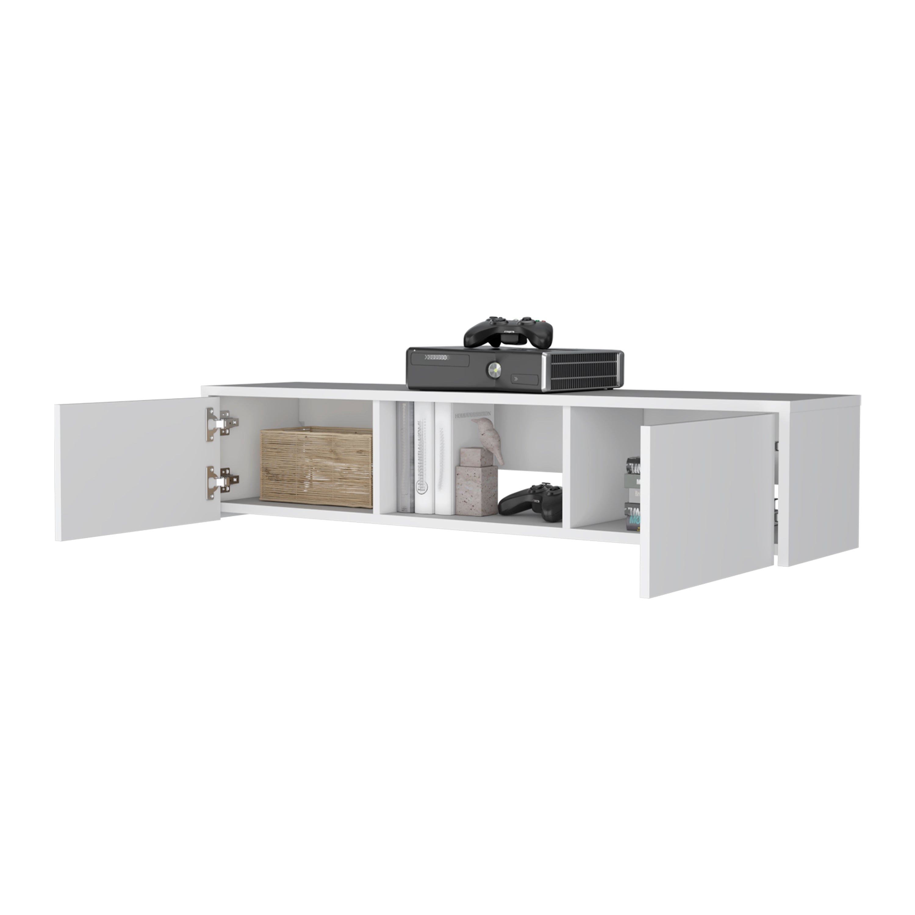 White 2-Door Floating TV Stand