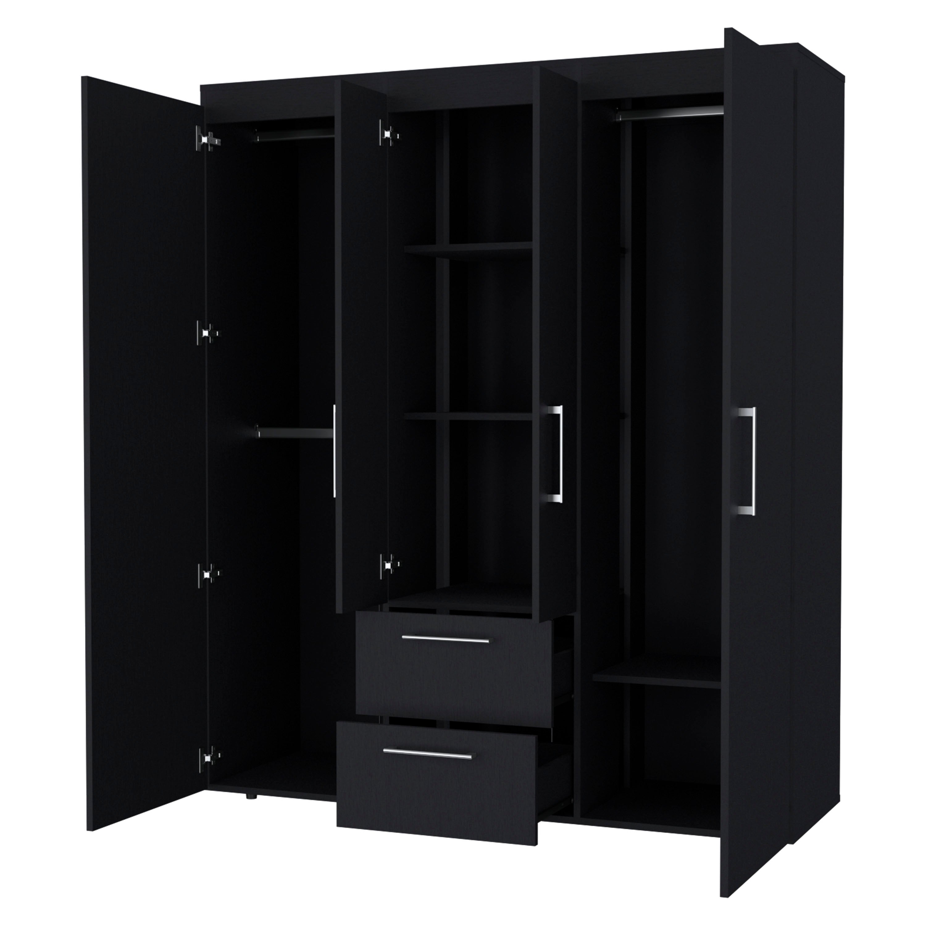 Black All-In-One 2-Door Armoire