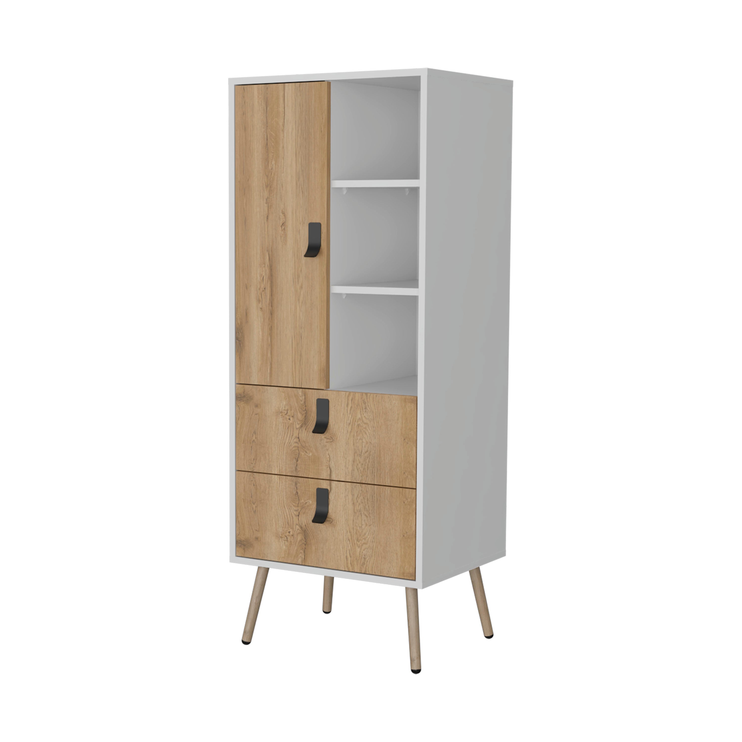 White and Macadamia 2-Drawer Tall Dresser