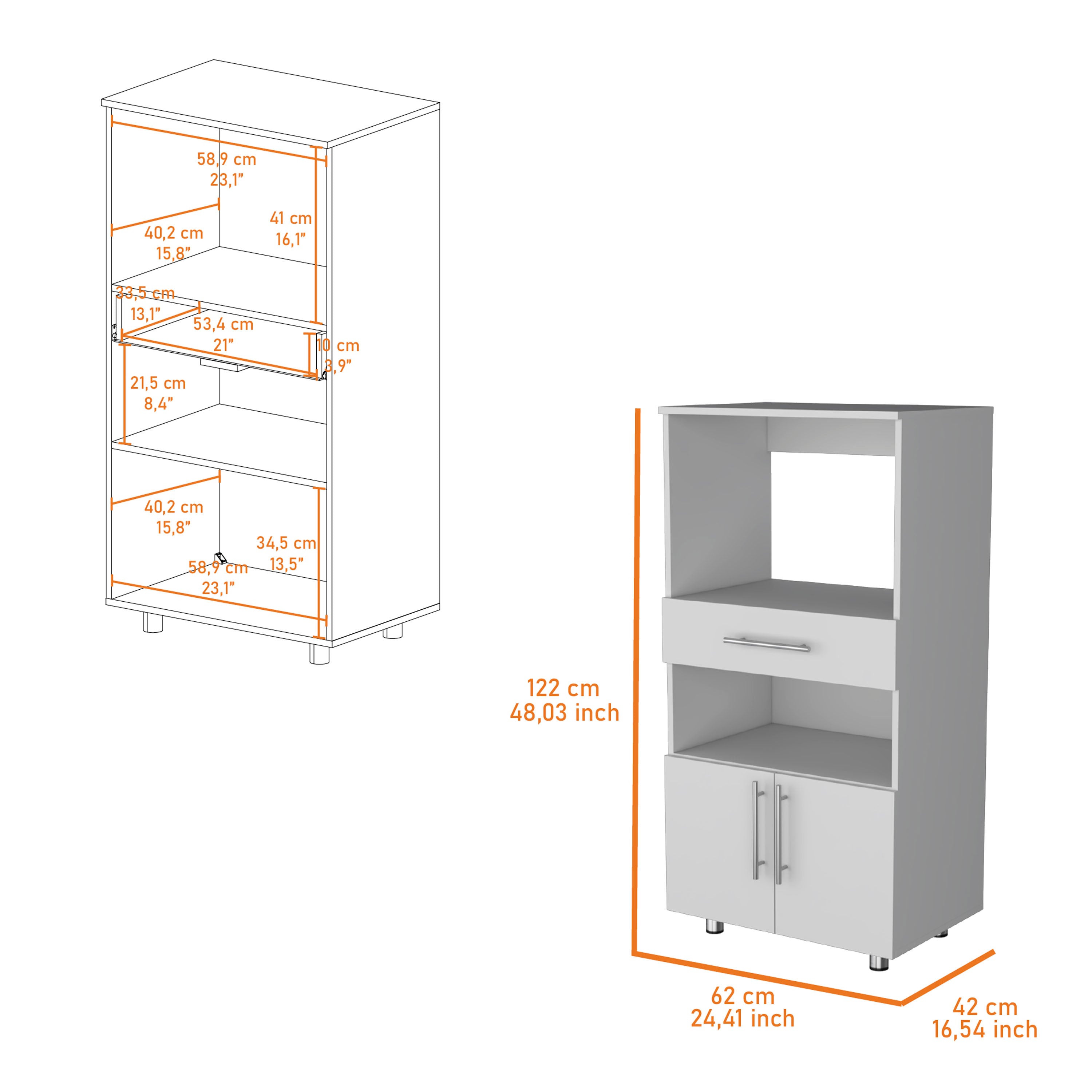 White Pantry Cabinet Microwave Stand