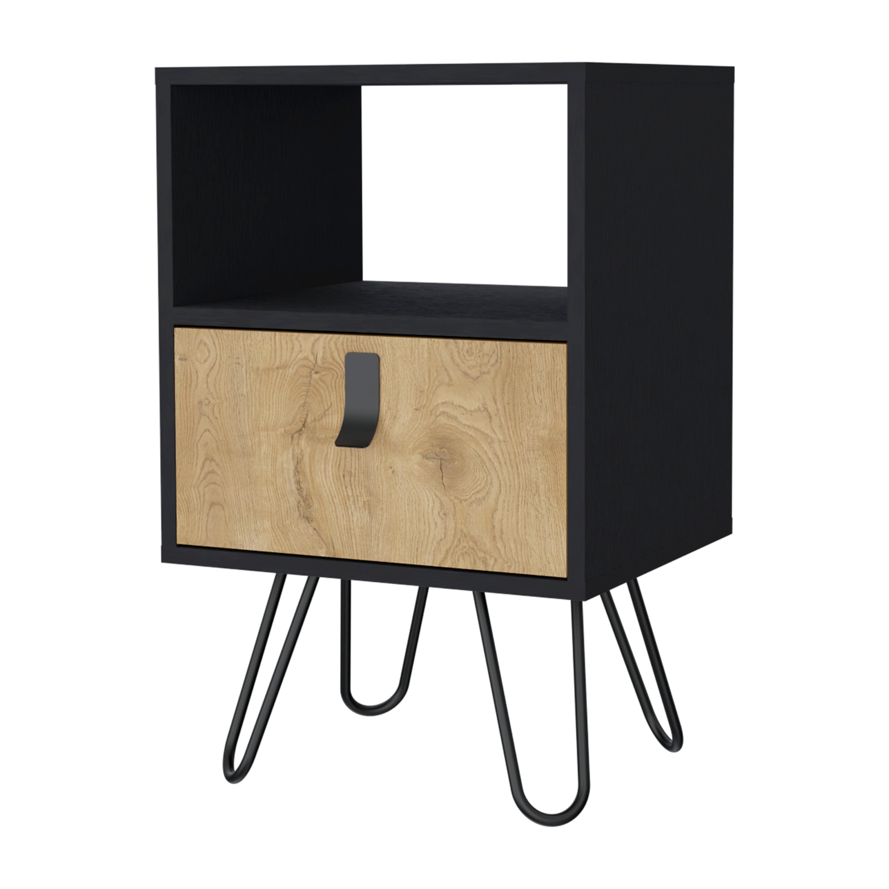 Black and Macadamia Hairpin Legs Nightstand