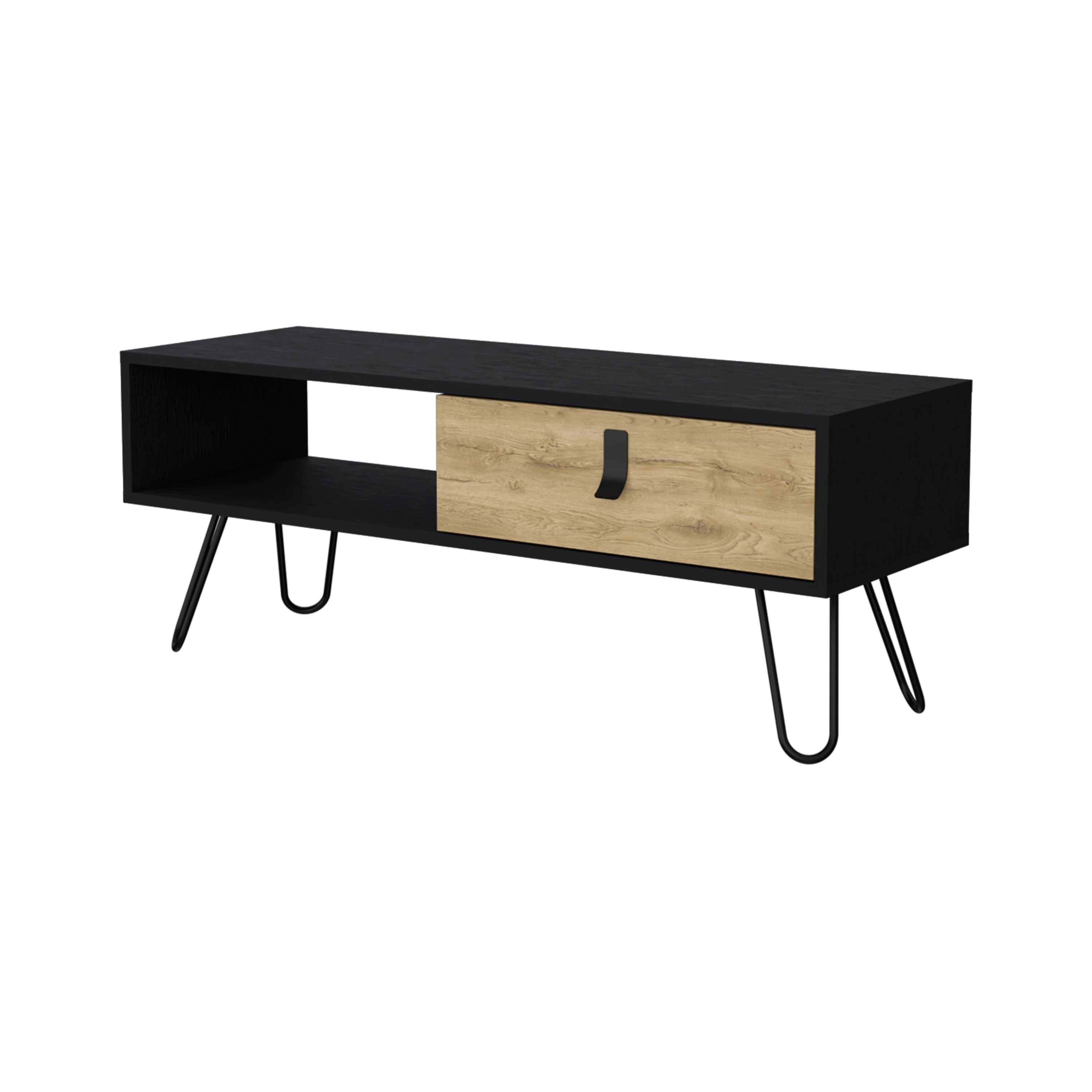 Black and Macadamia Hairpin Legs Coffee Table