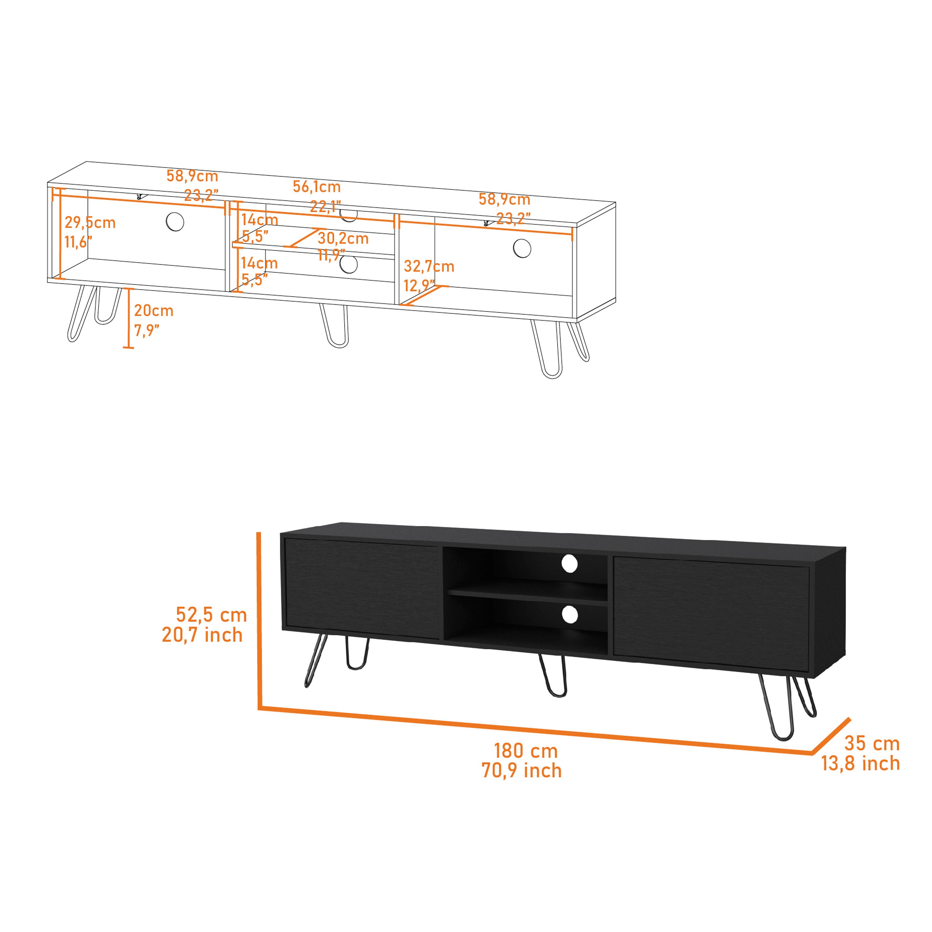 Black Hairpin Leg TV Rack