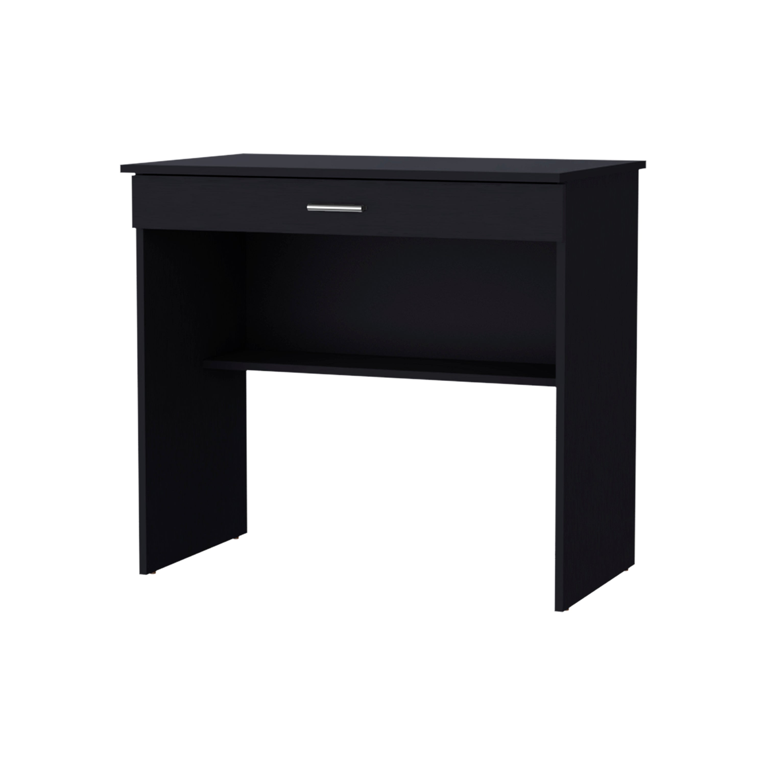 Black Storage Desk with Drawer and Shelf