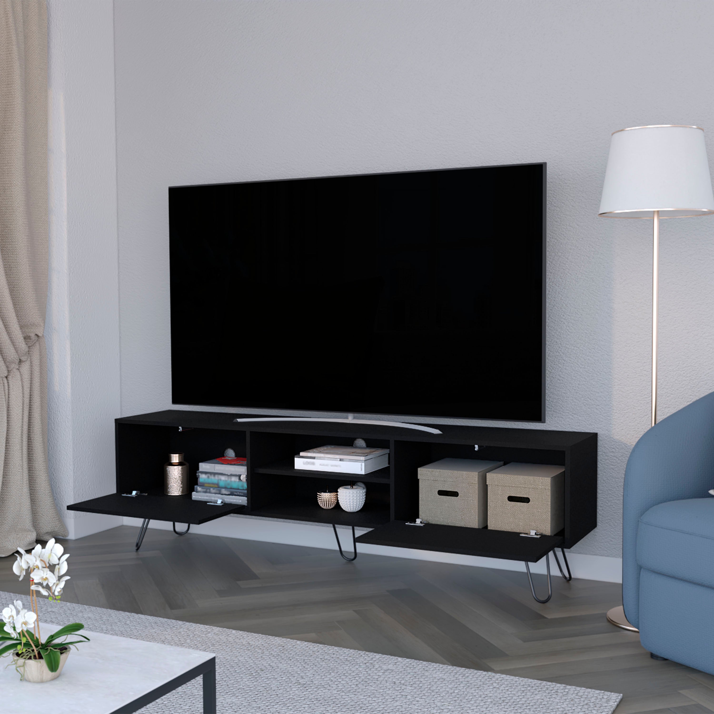 Black Hairpin Leg TV Rack