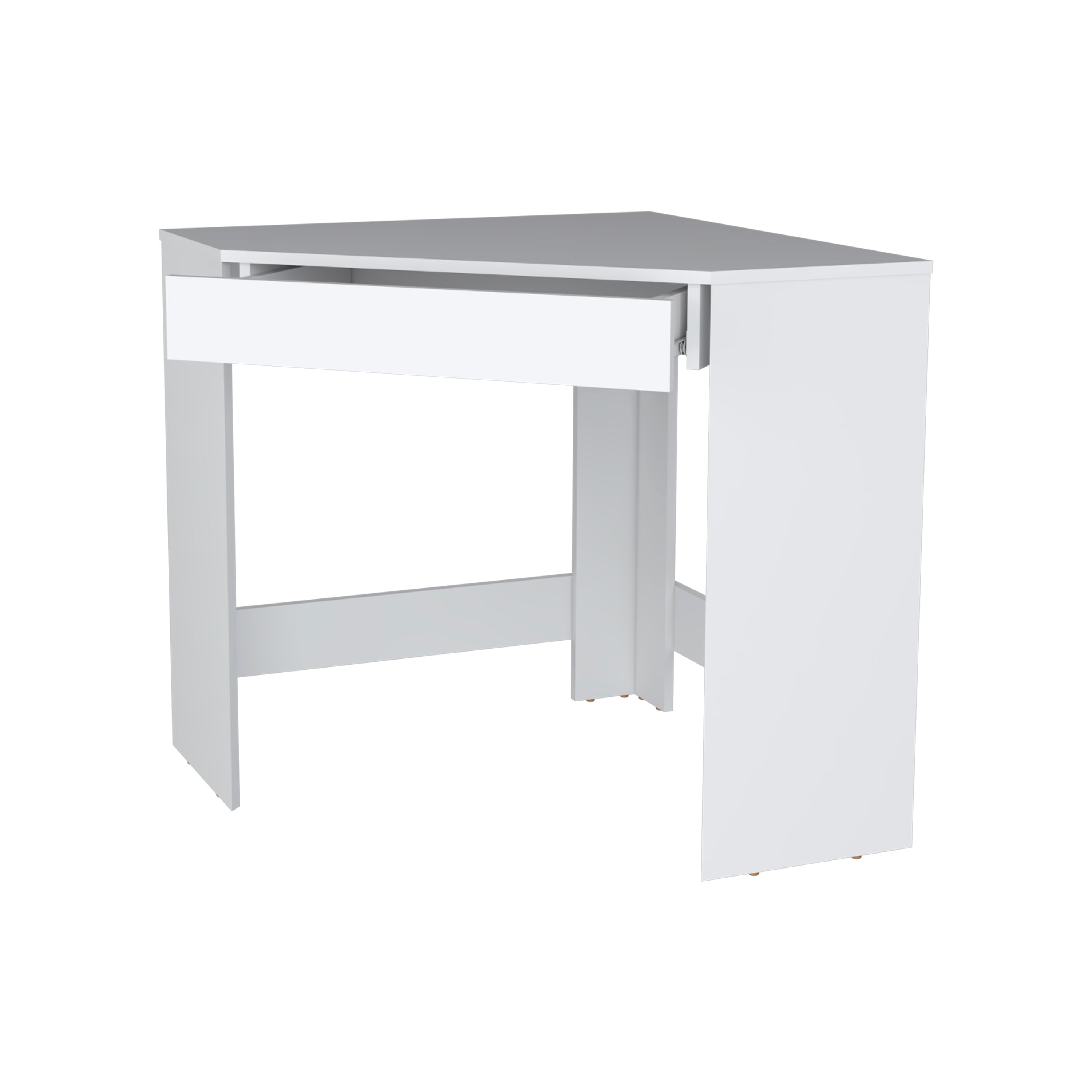 White Spacious Drawer Corner Desk