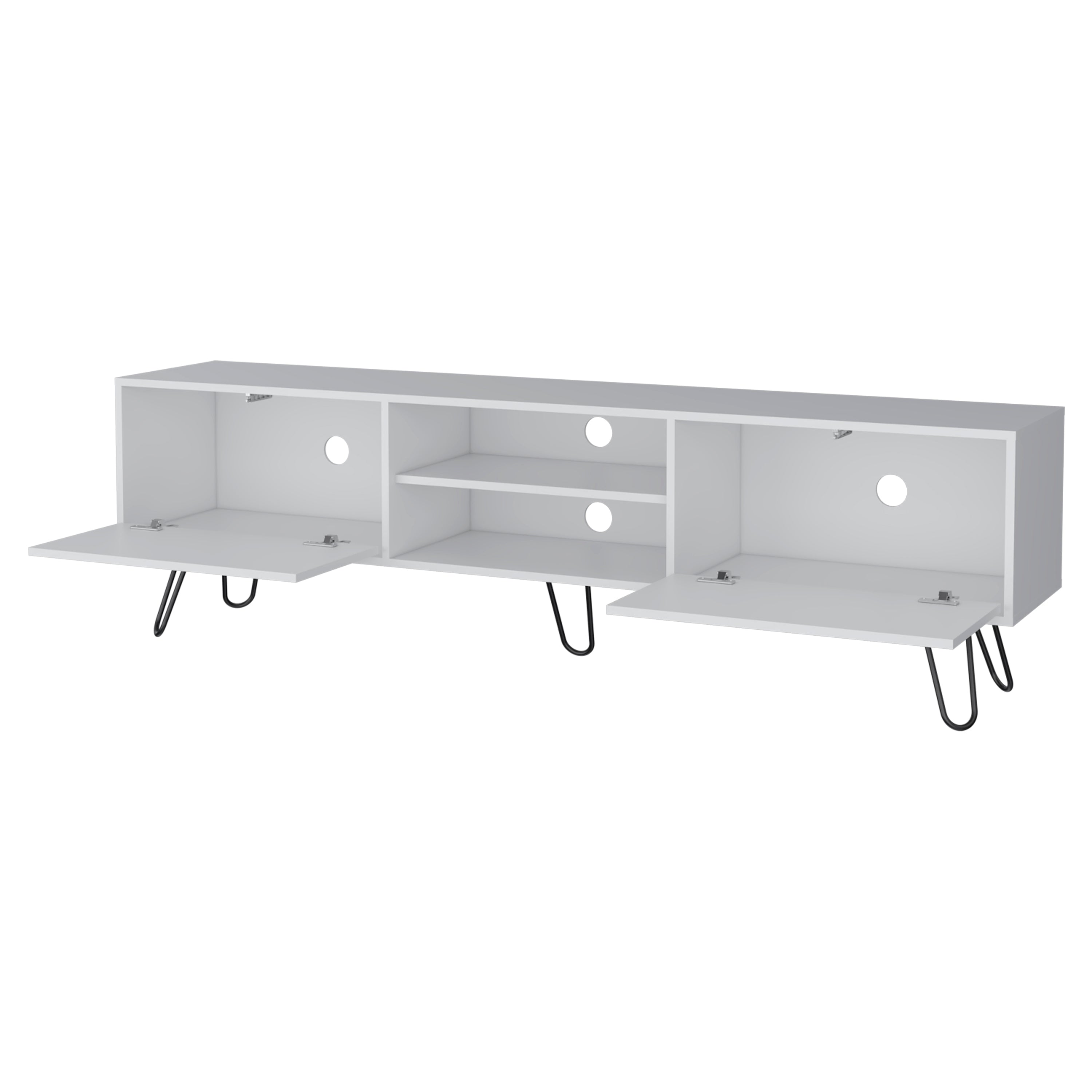 White Hairpin Leg TV Rack