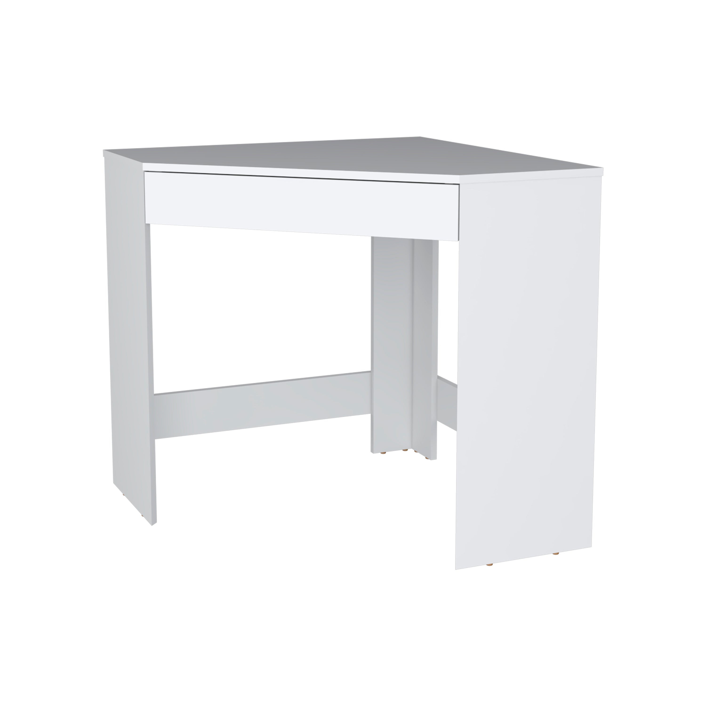 White Spacious Drawer Corner Desk