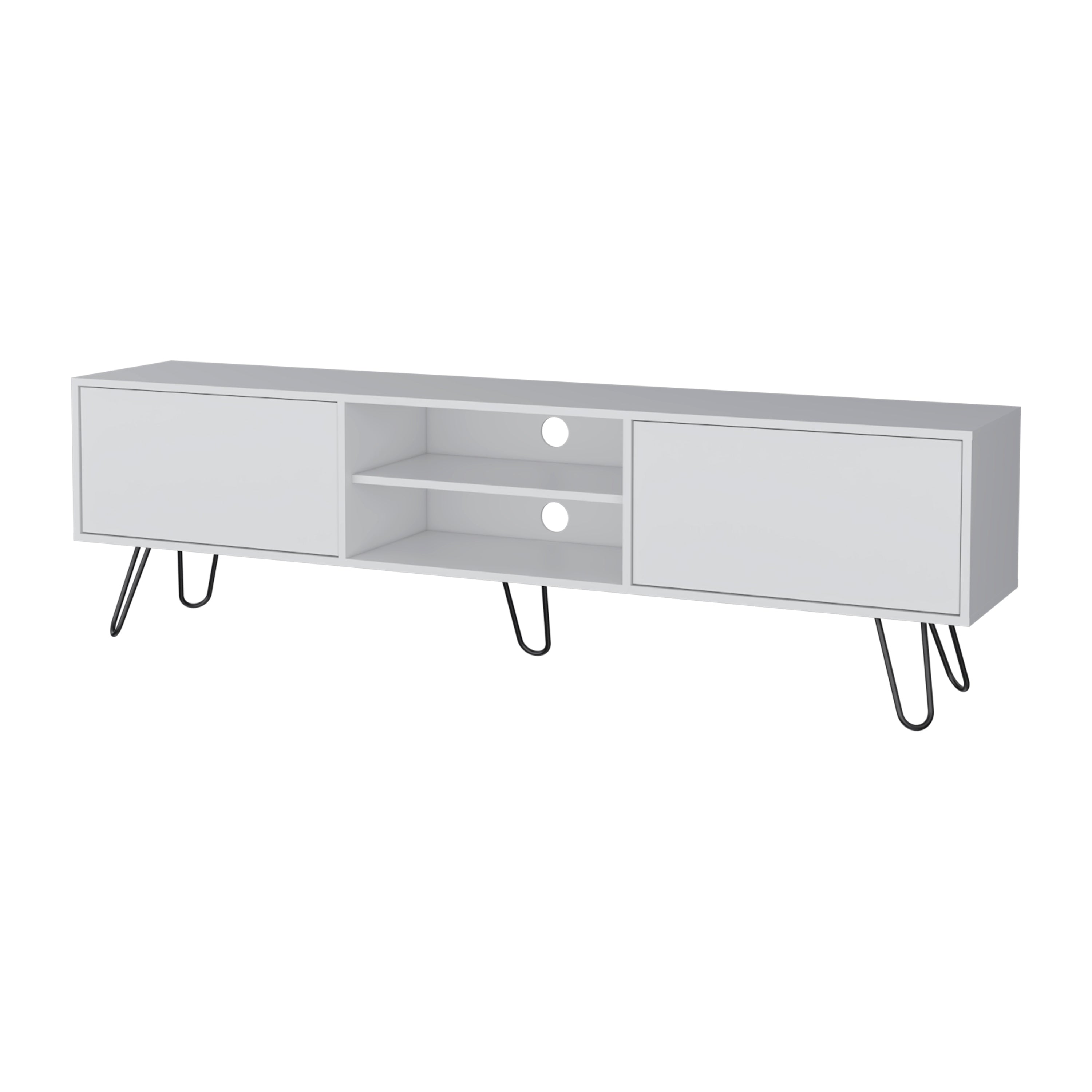 White Hairpin Leg TV Rack