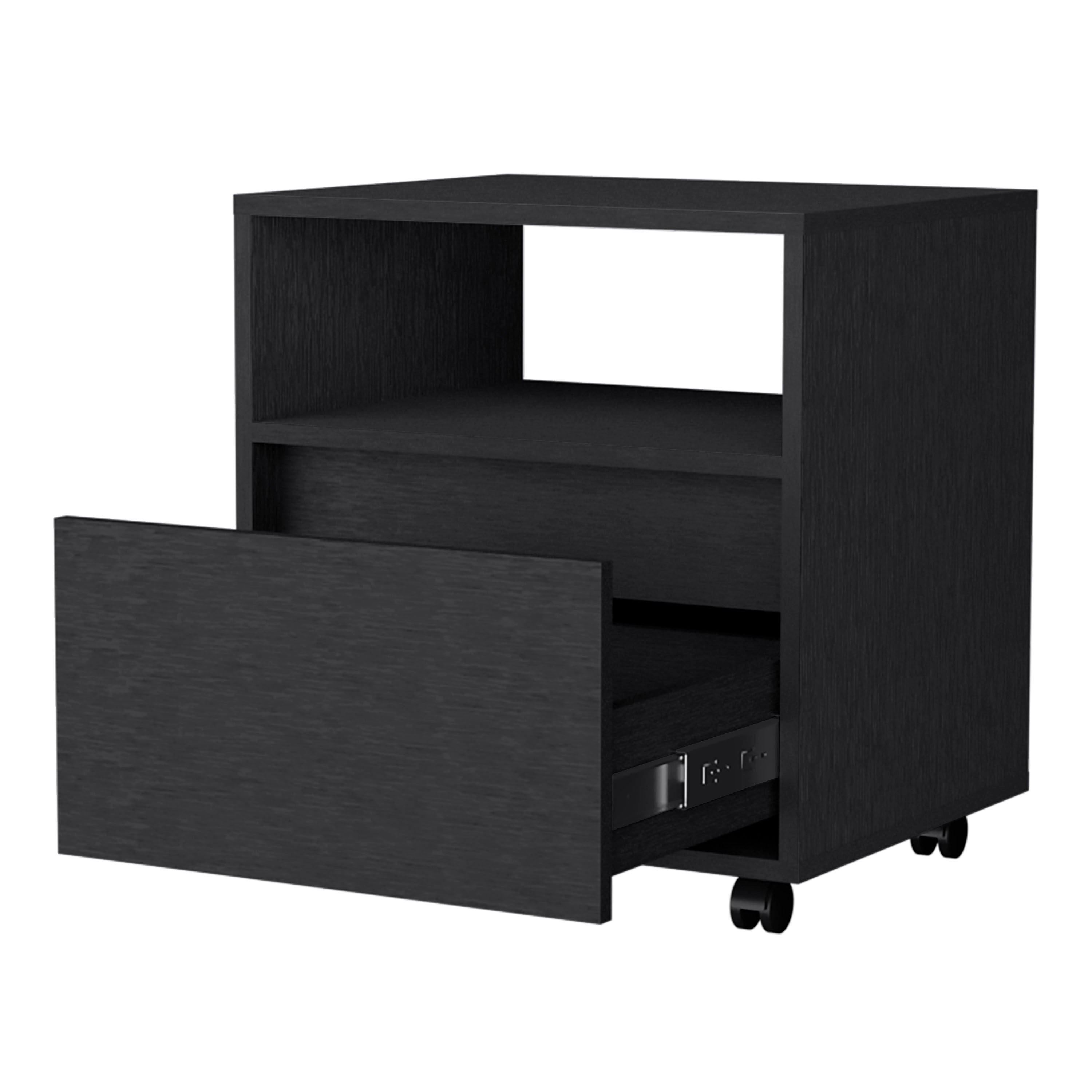 Black 1-Drawer Nightstand