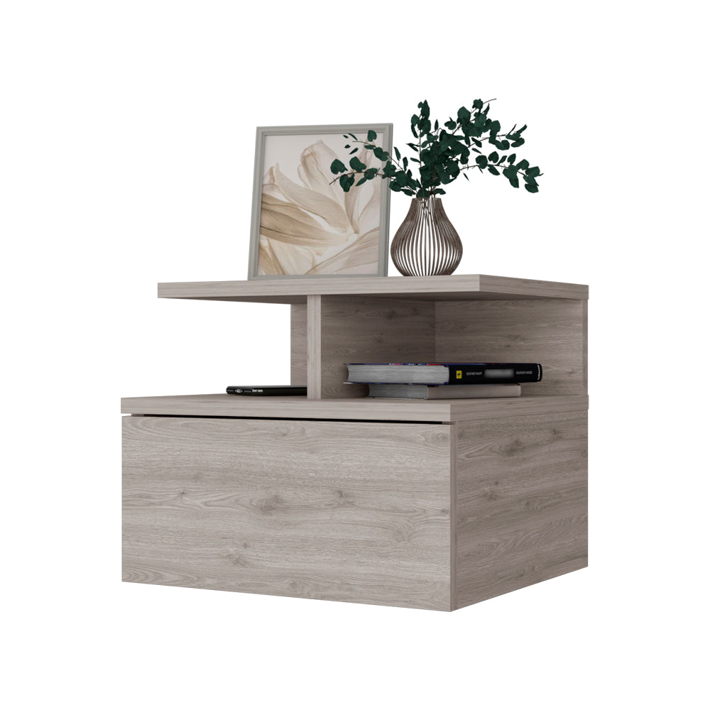 Light Gray 2-Tier Shelf Floating Nightstand