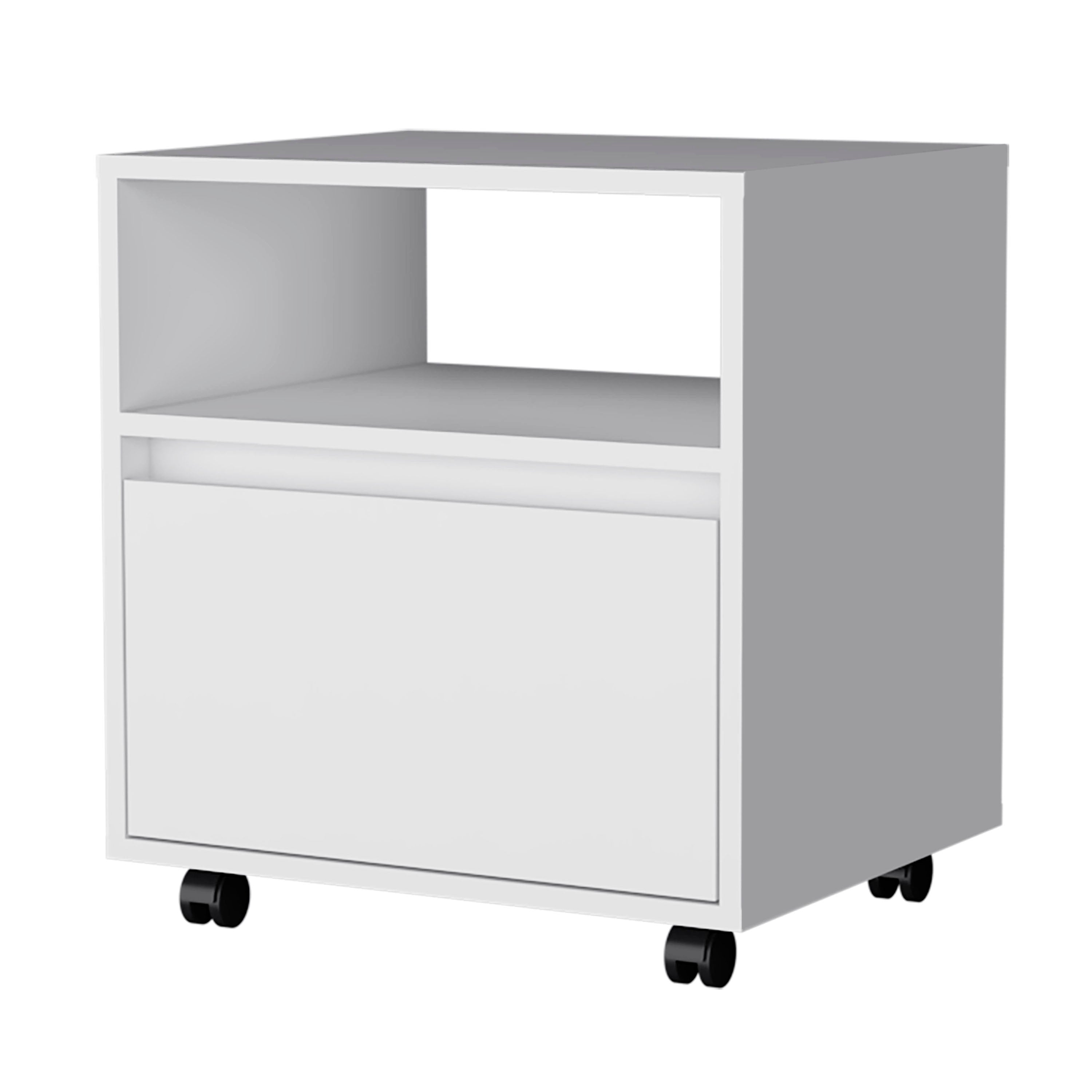 White 1-Drawer Nightstand