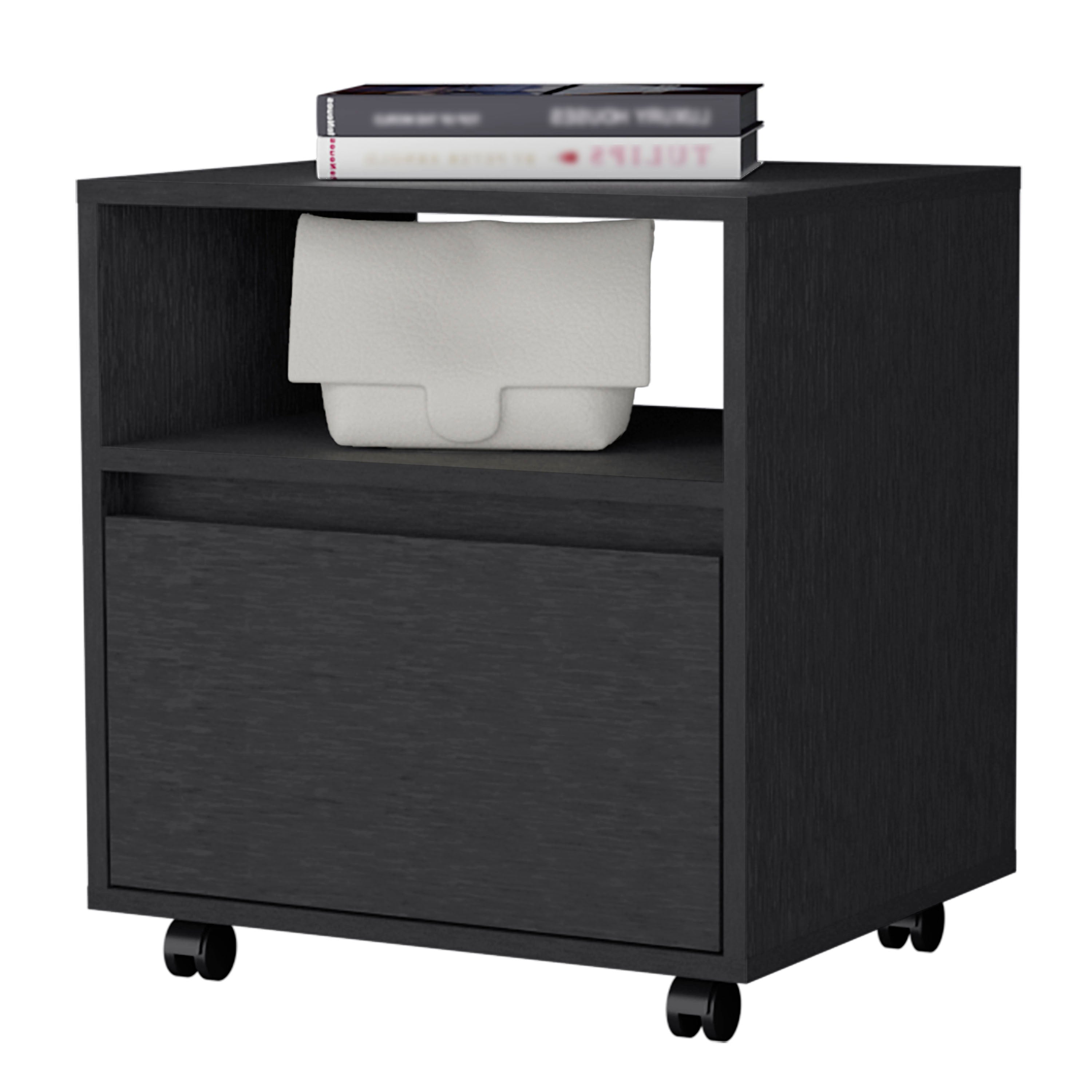 Black 1-Drawer Nightstand