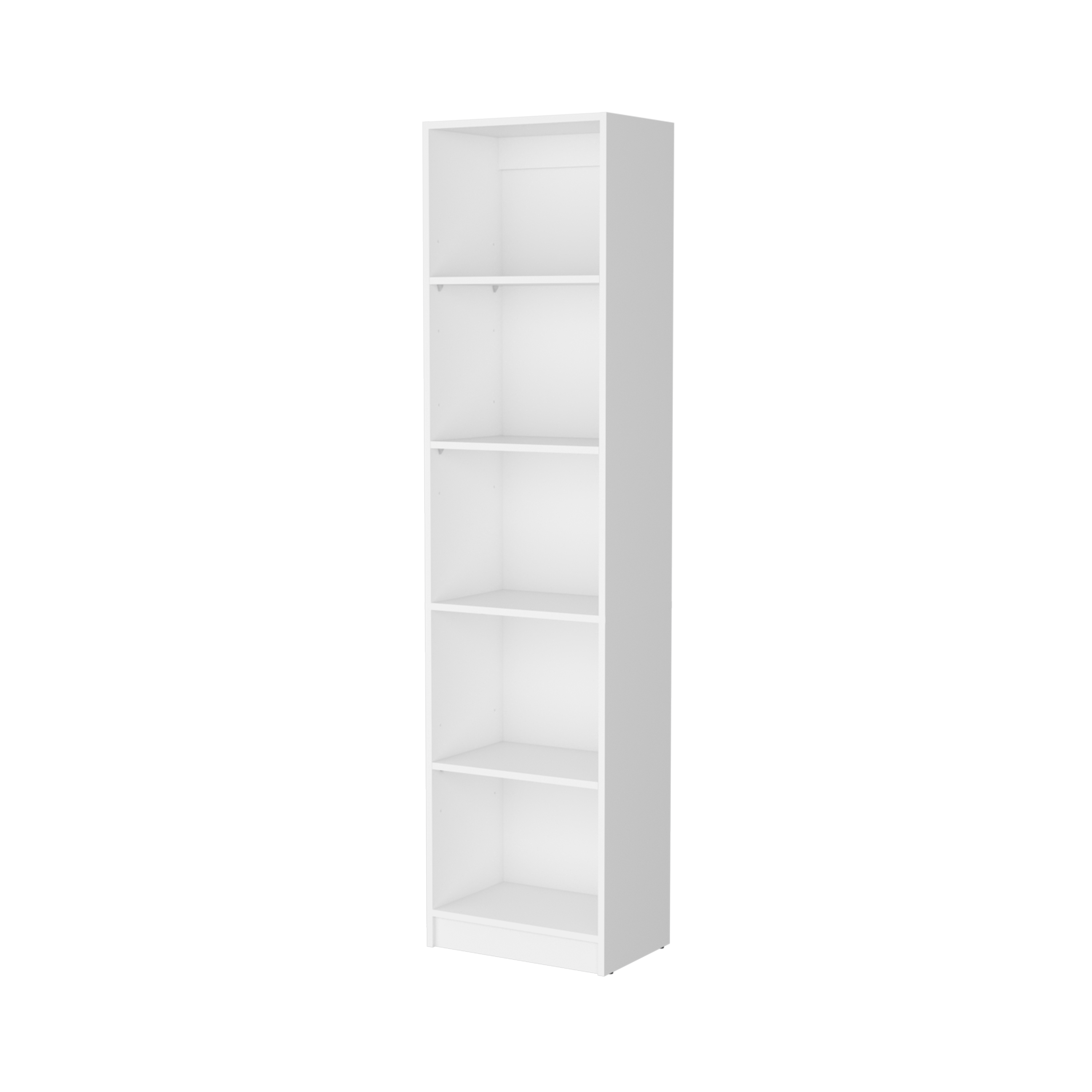 White 5-Shelf Slim Bookcase