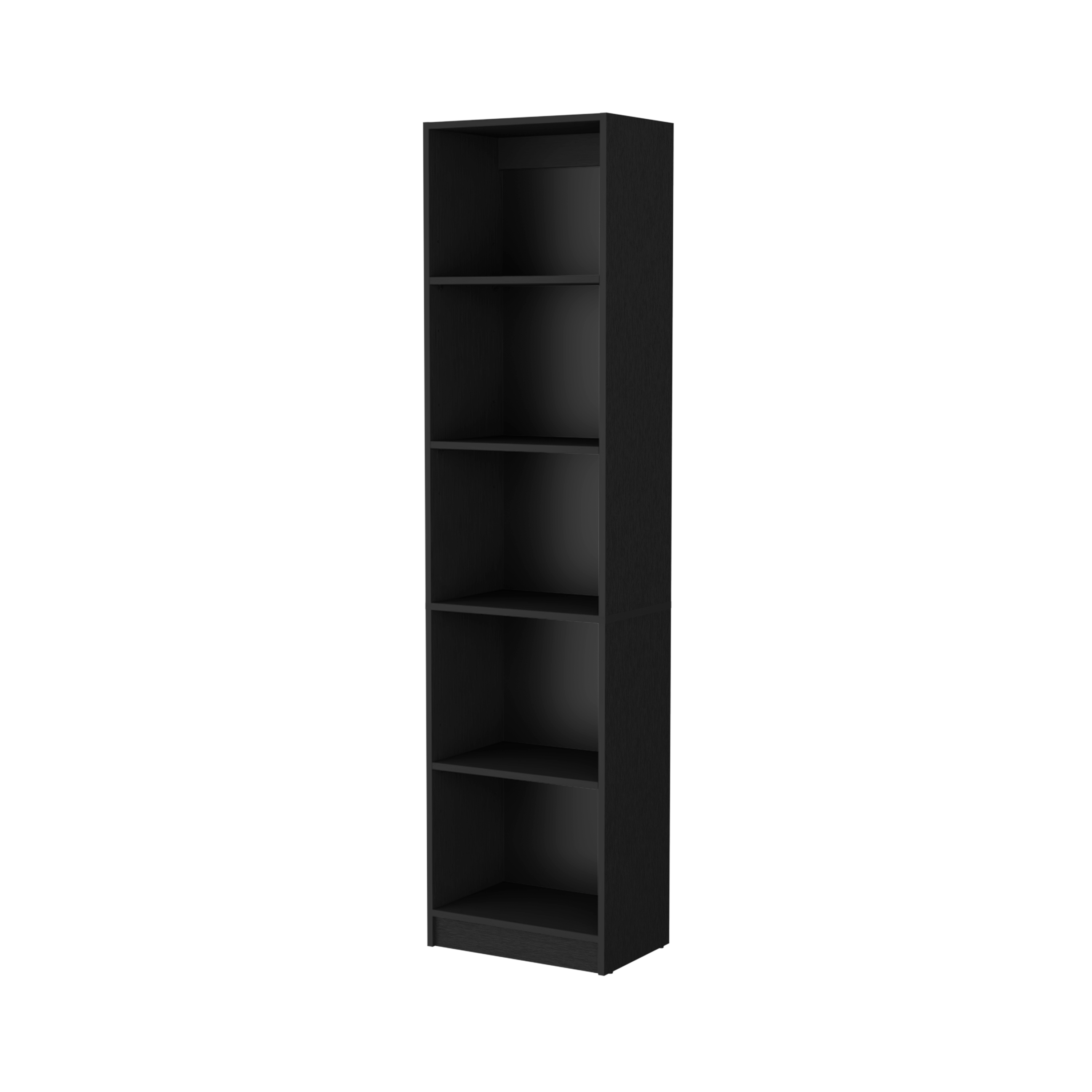 Zachary Black 5-Shelf Slim Bookcase