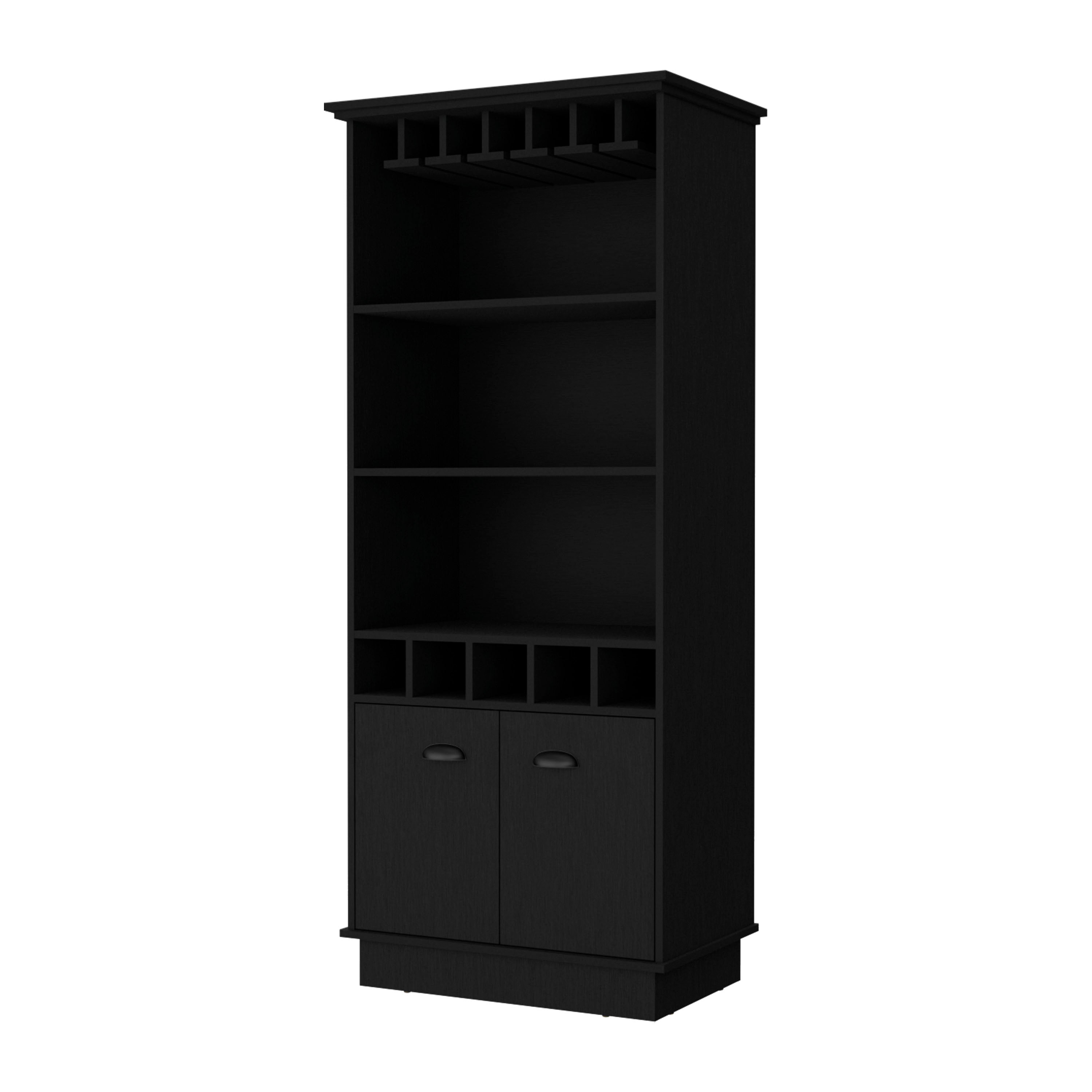 Black Glassware Rack Bar Cabinet