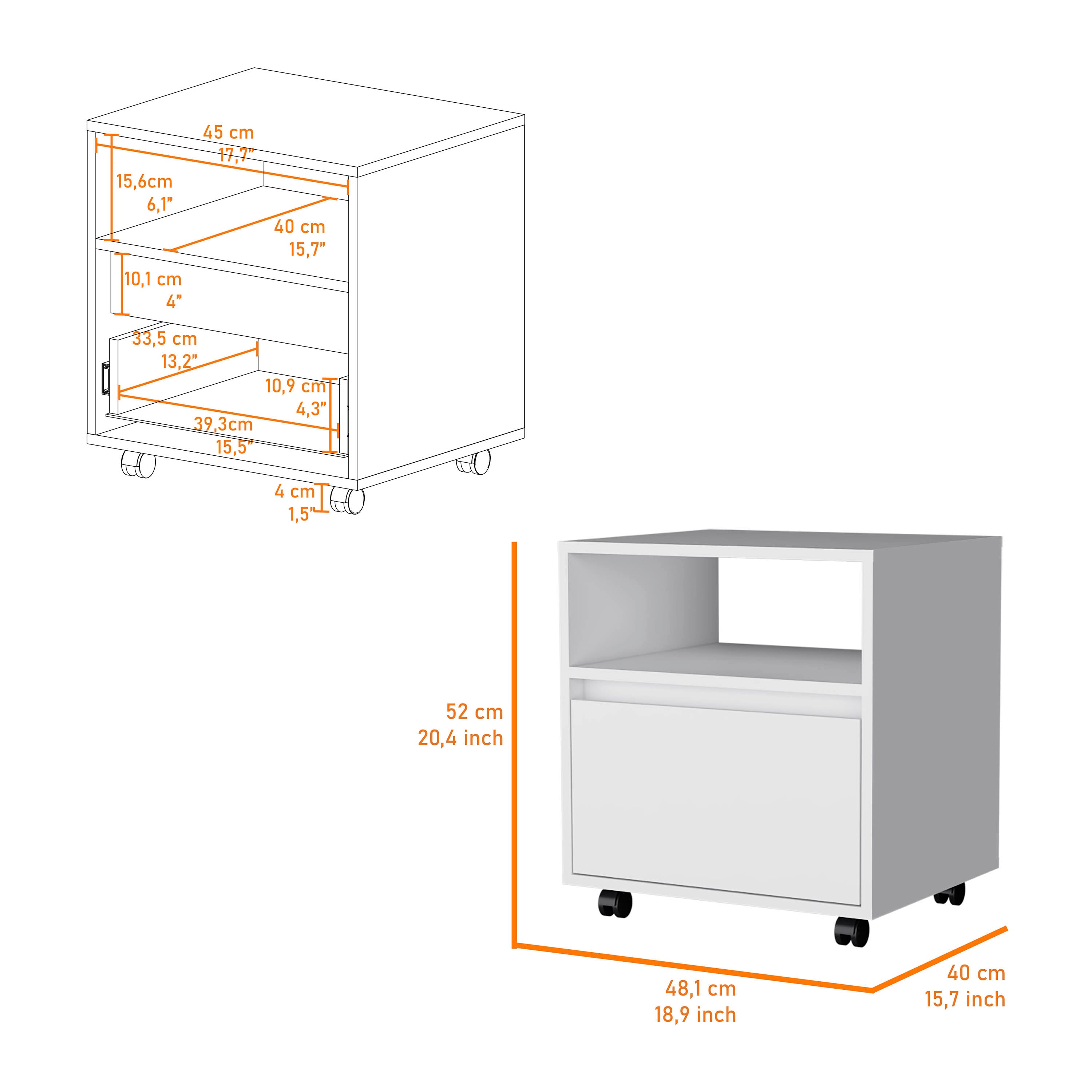 White 1-Drawer Nightstand