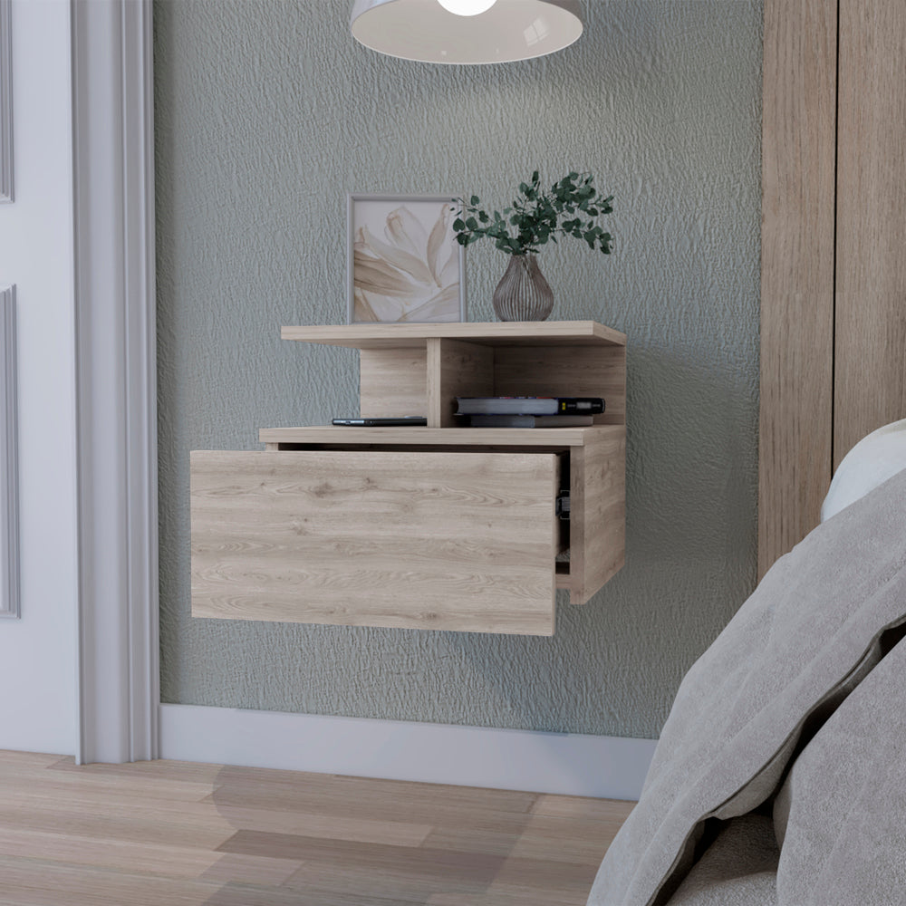 Light Gray 2-Tier Shelf Floating Nightstand