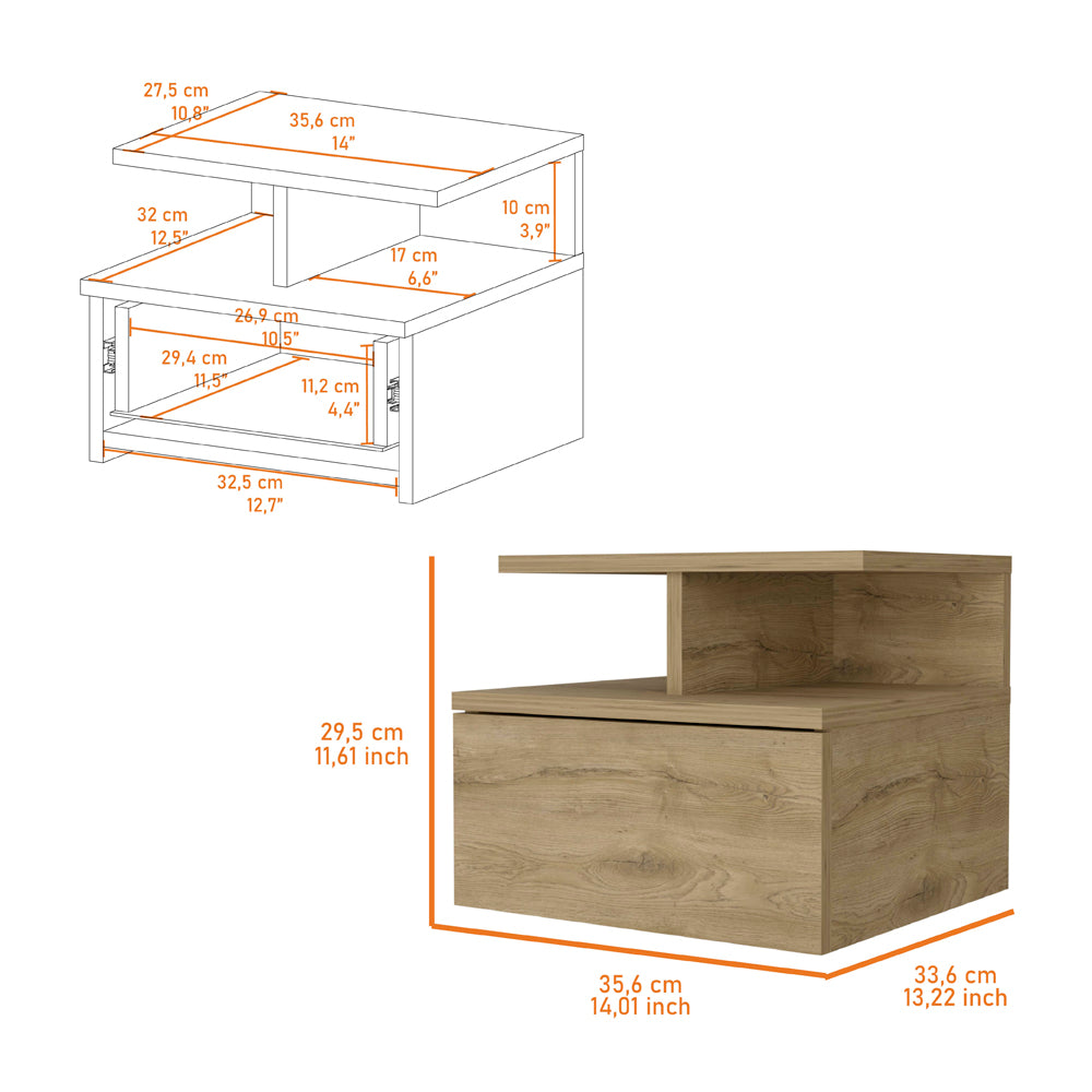 Macadamia 2-Tier Shelf Floating Nightstand