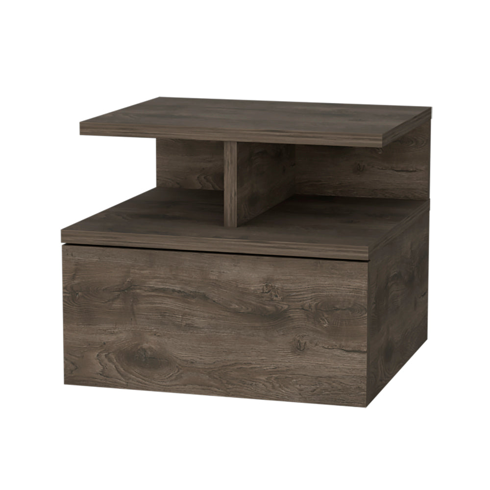 Dark Walnut 2-Tier Shelf Floating Nightstand