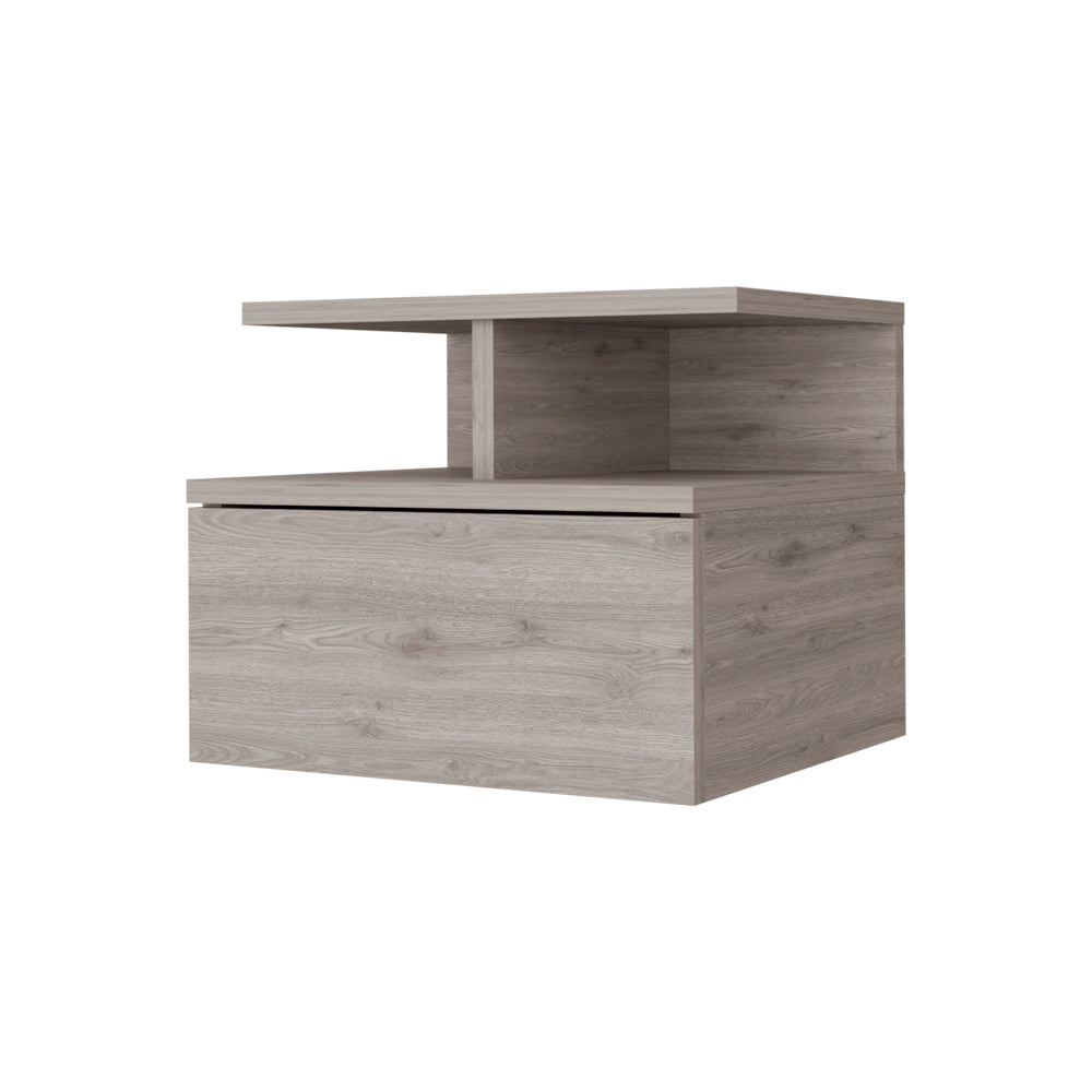 Light Gray 2-Tier Shelf Floating Nightstand