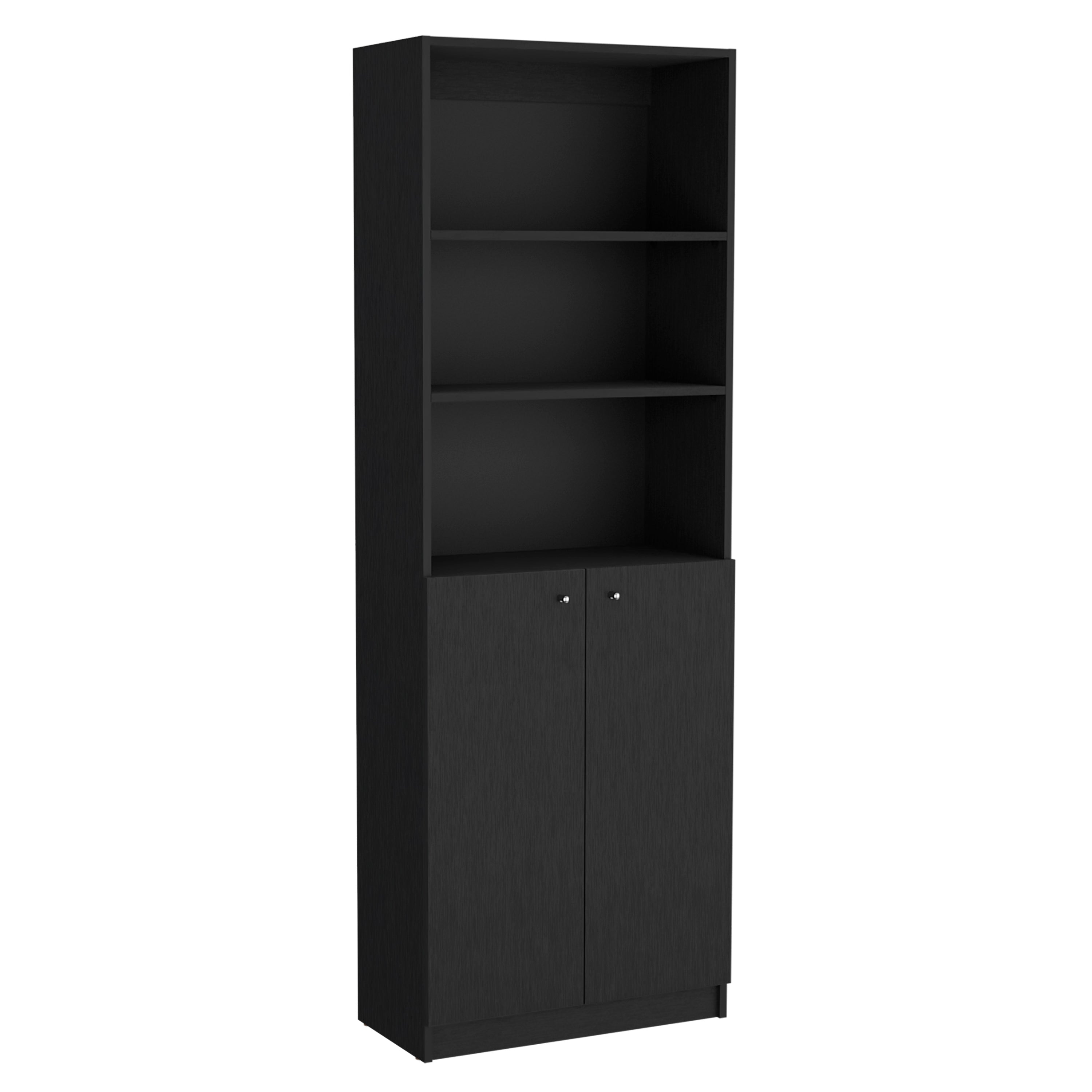 Black 3 Piece Living Room Set with 3 Bookcases