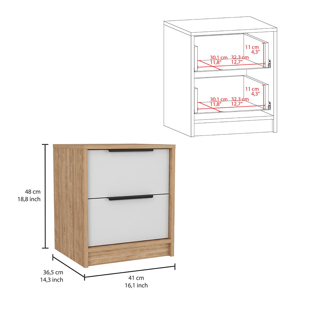 Marshall White and Light Oak 2 Piece Bedroom Set