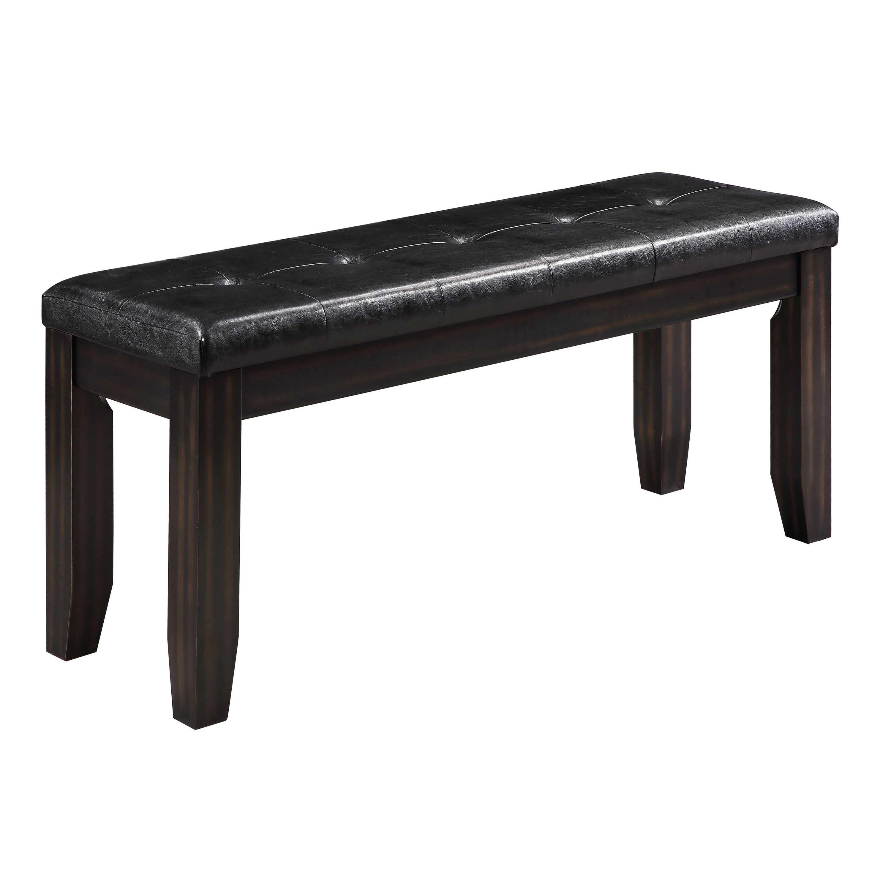 Black and Espresso Bench with Tufted Cushion