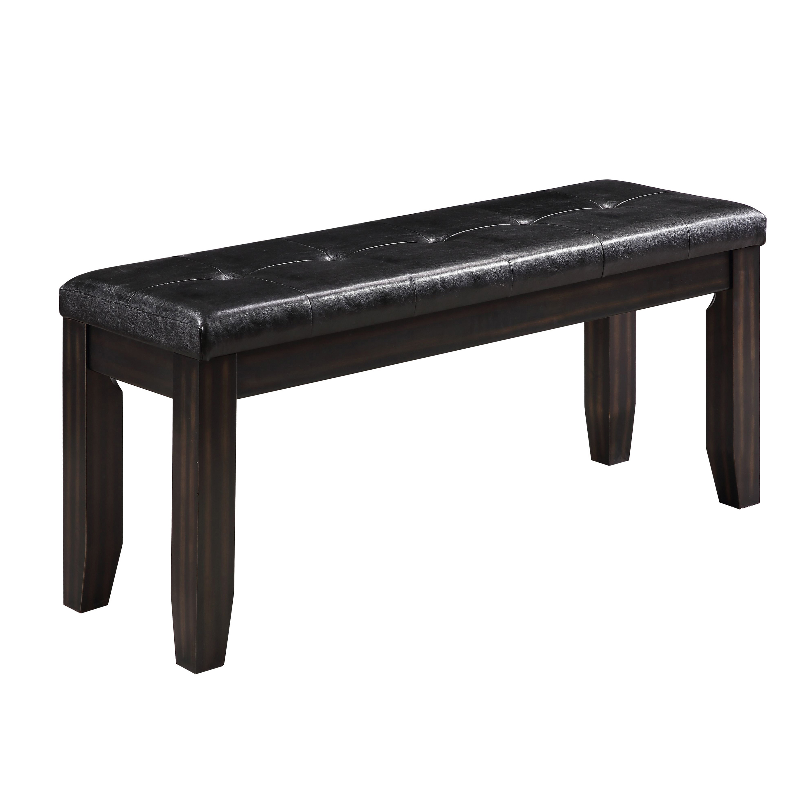 Black and Espresso Bench with Tufted Cushion