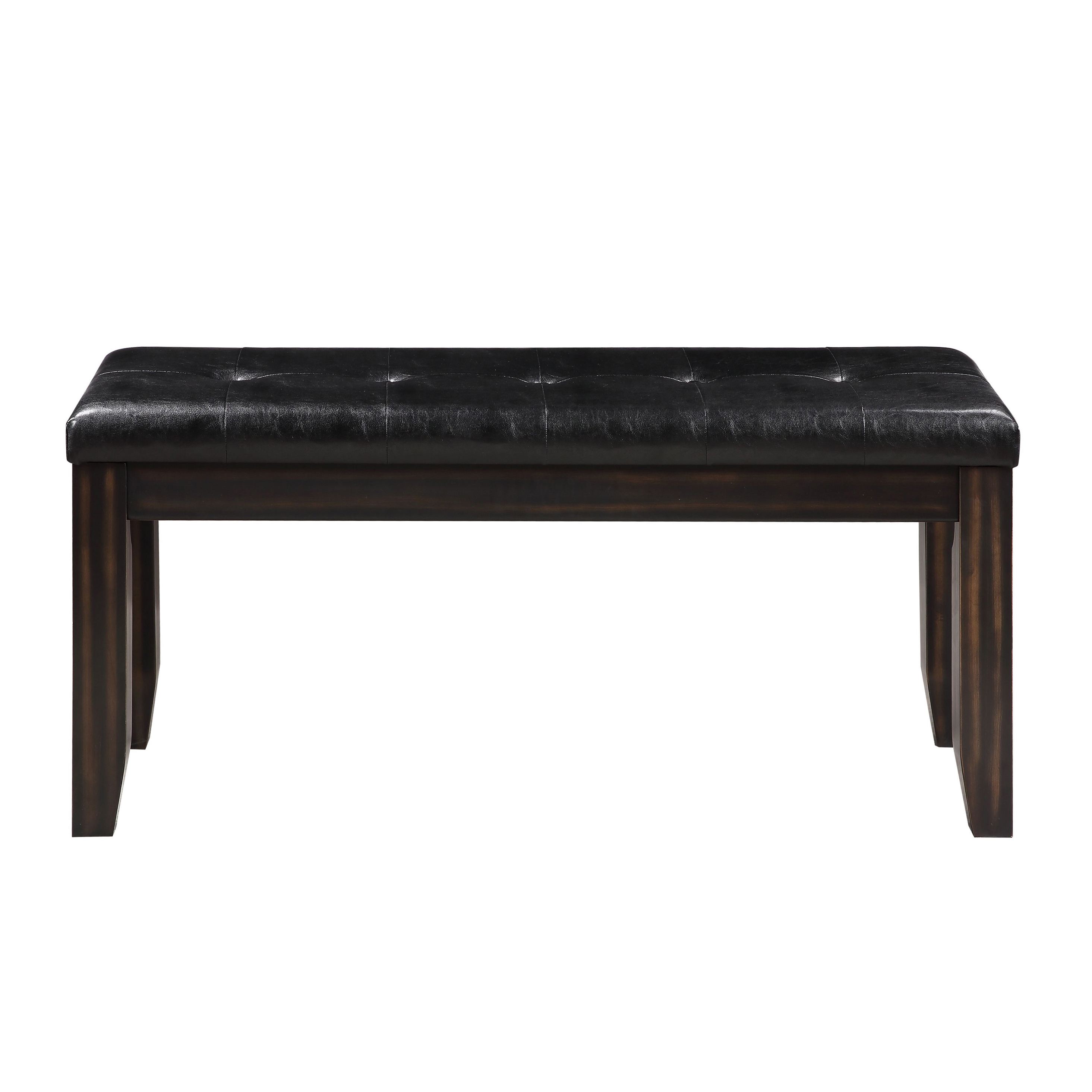 Black and Espresso Bench with Tufted Cushion