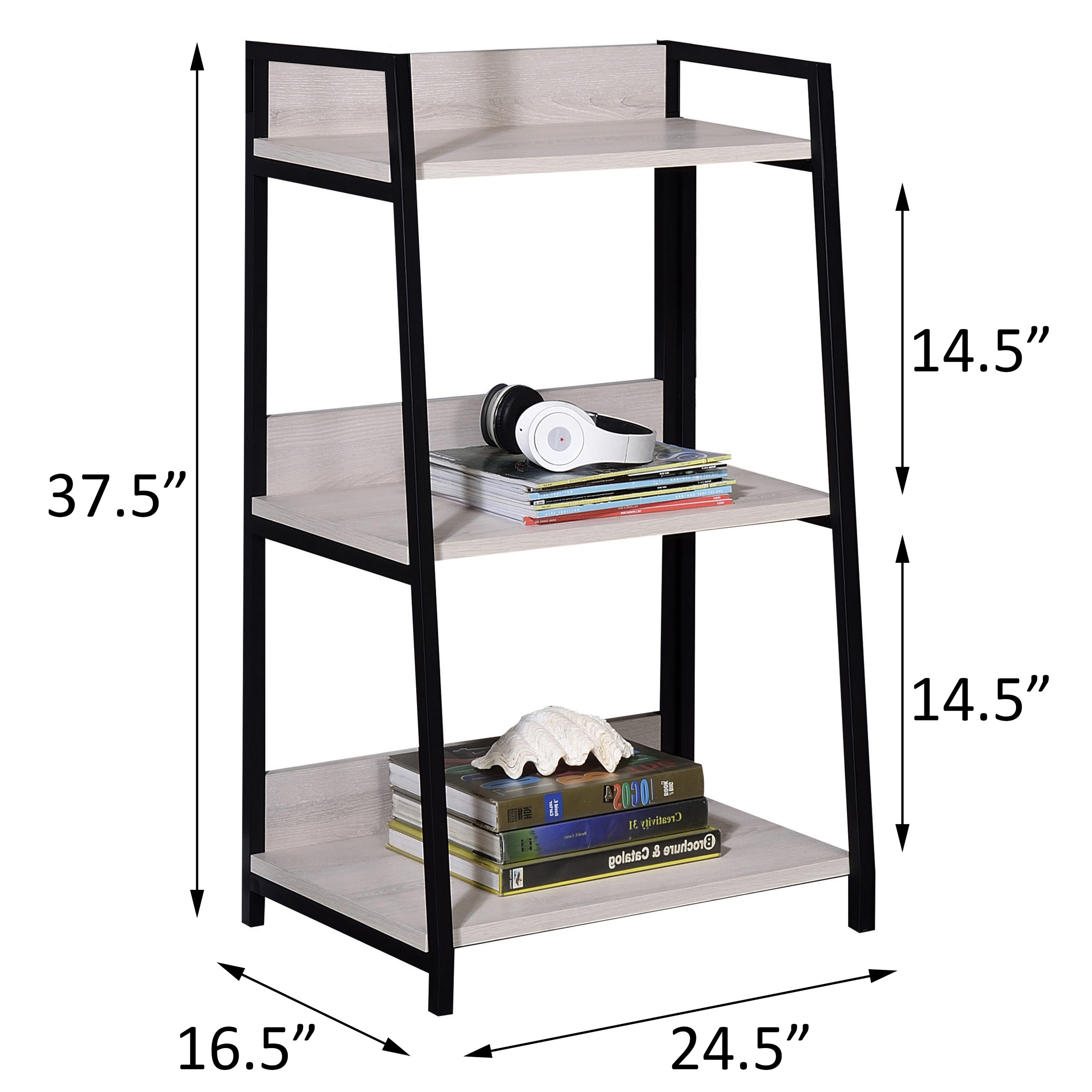 Natural and Black Ladder Bookshelf