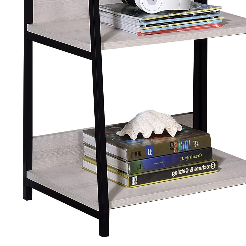 Natural and Black Ladder 5-tier Bookshelf