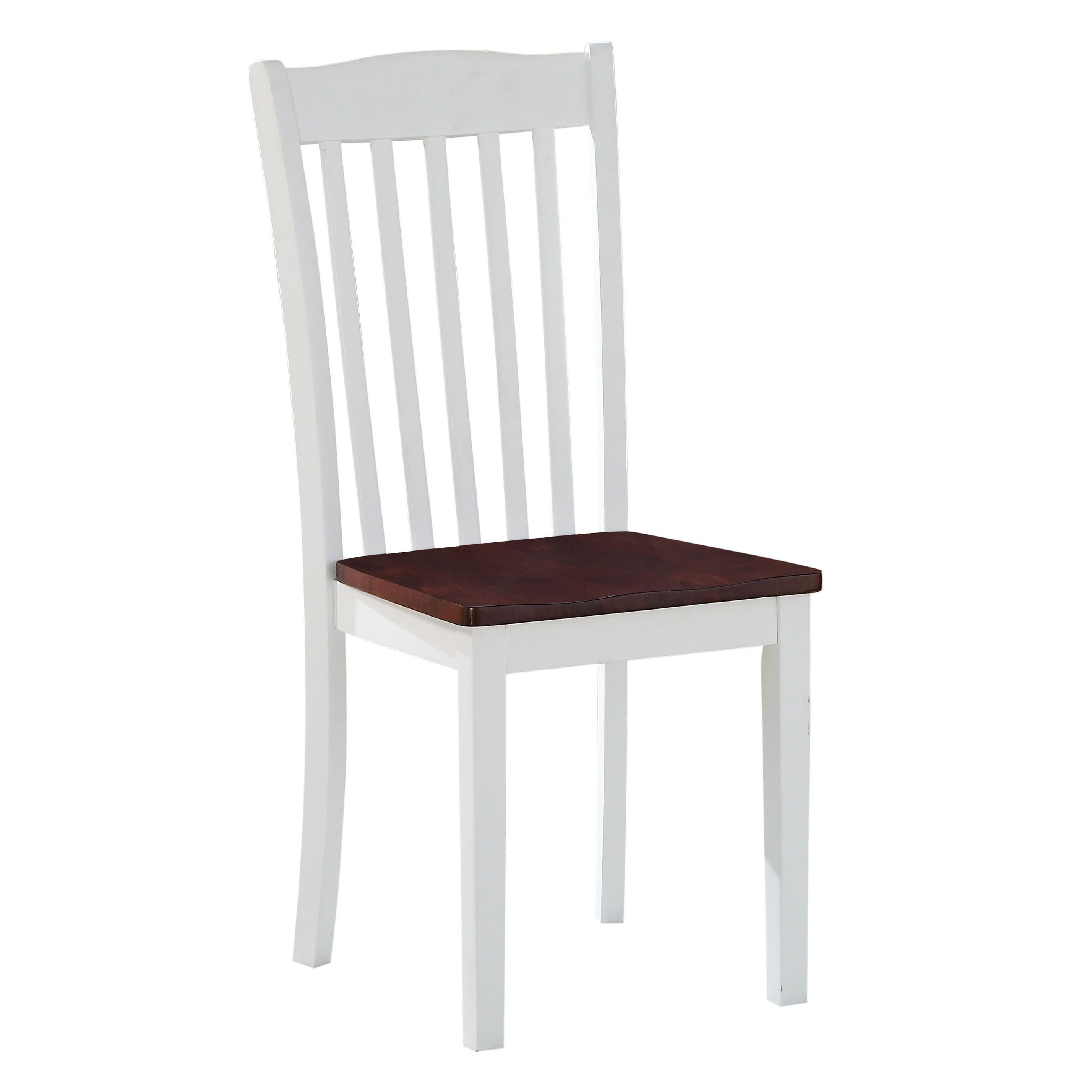 White and Walnut Slat Back Side Chairs (Set of 2)