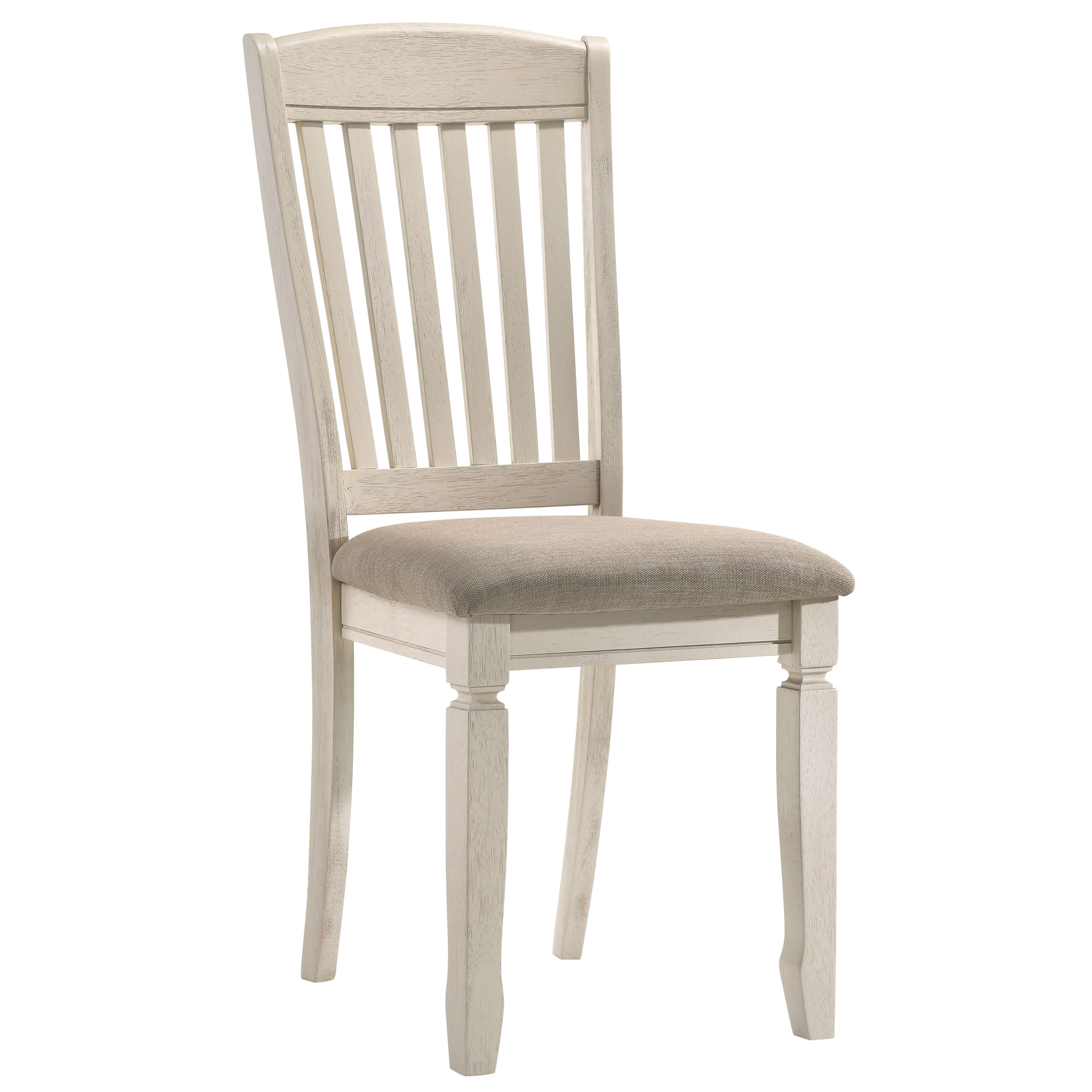 Tan and Cream Slatted Back Side Chairs (Set of 2)