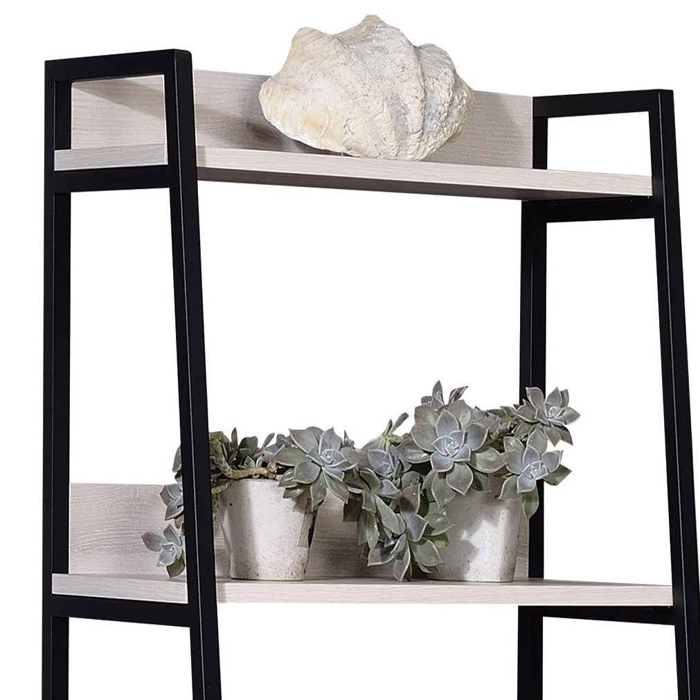 Natural and Black Ladder 5-tier Bookshelf