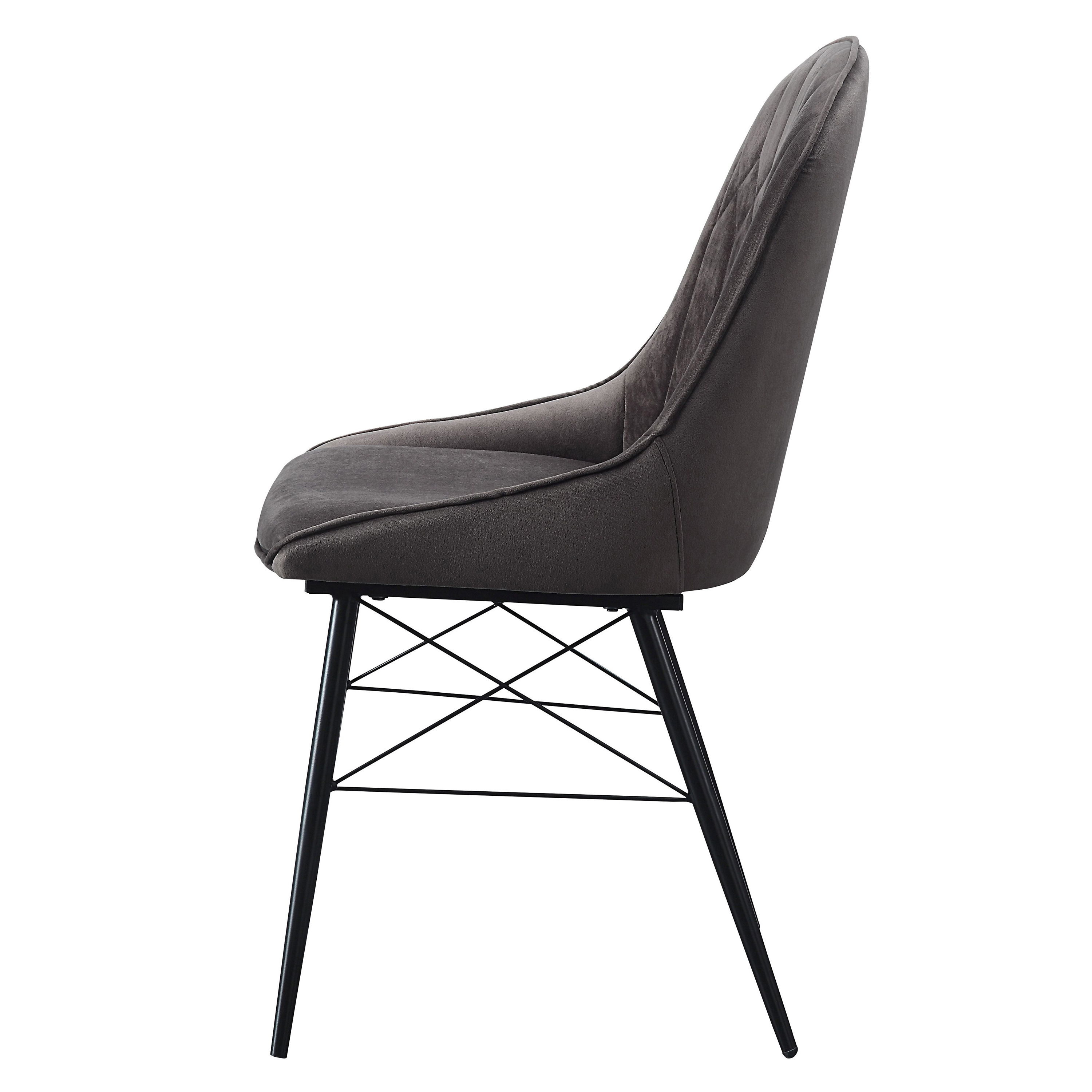 Grey and Black Tufted Back Dining Chairs (Set of 2)