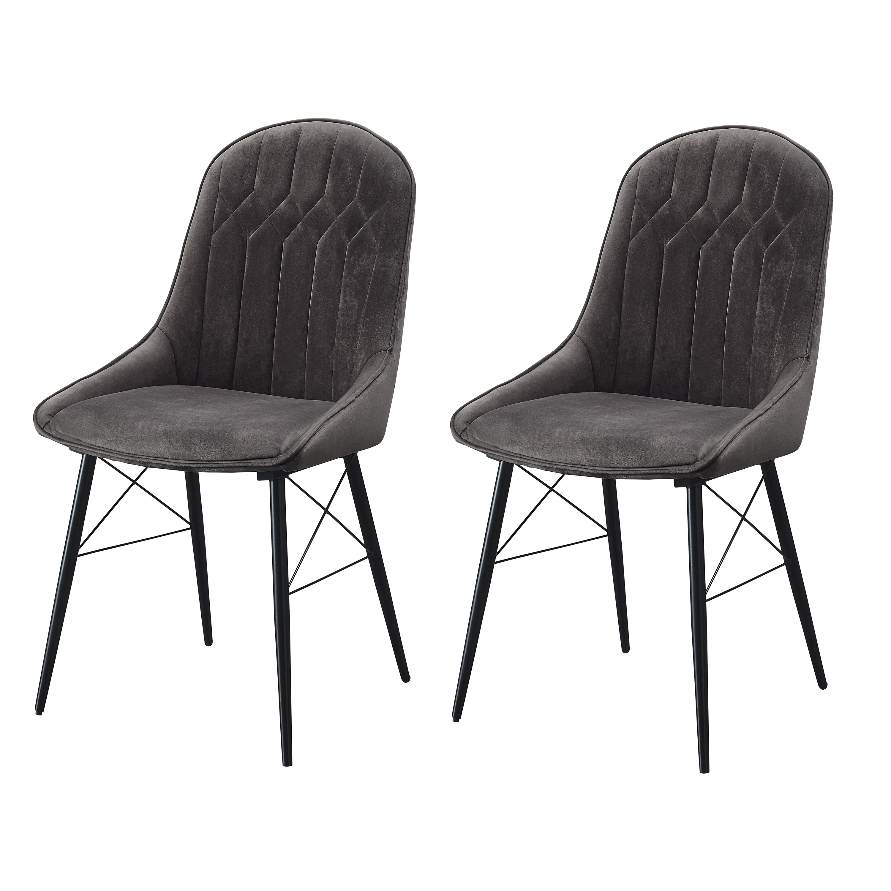 Grey and Black Tufted Back Dining Chairs (Set of 2)