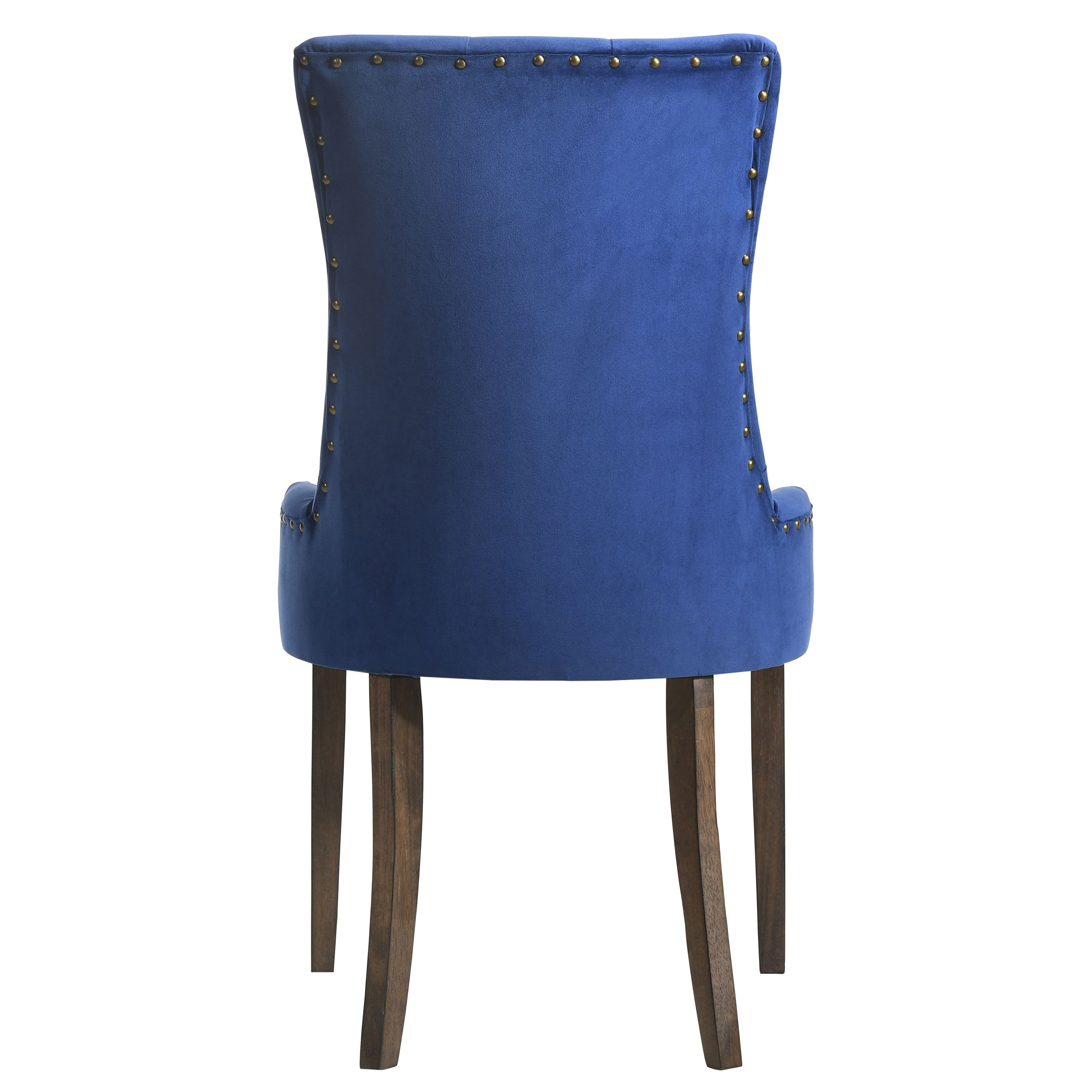 Blue and Weathered Oak Tufted Back Side Chairs (Set of 2)