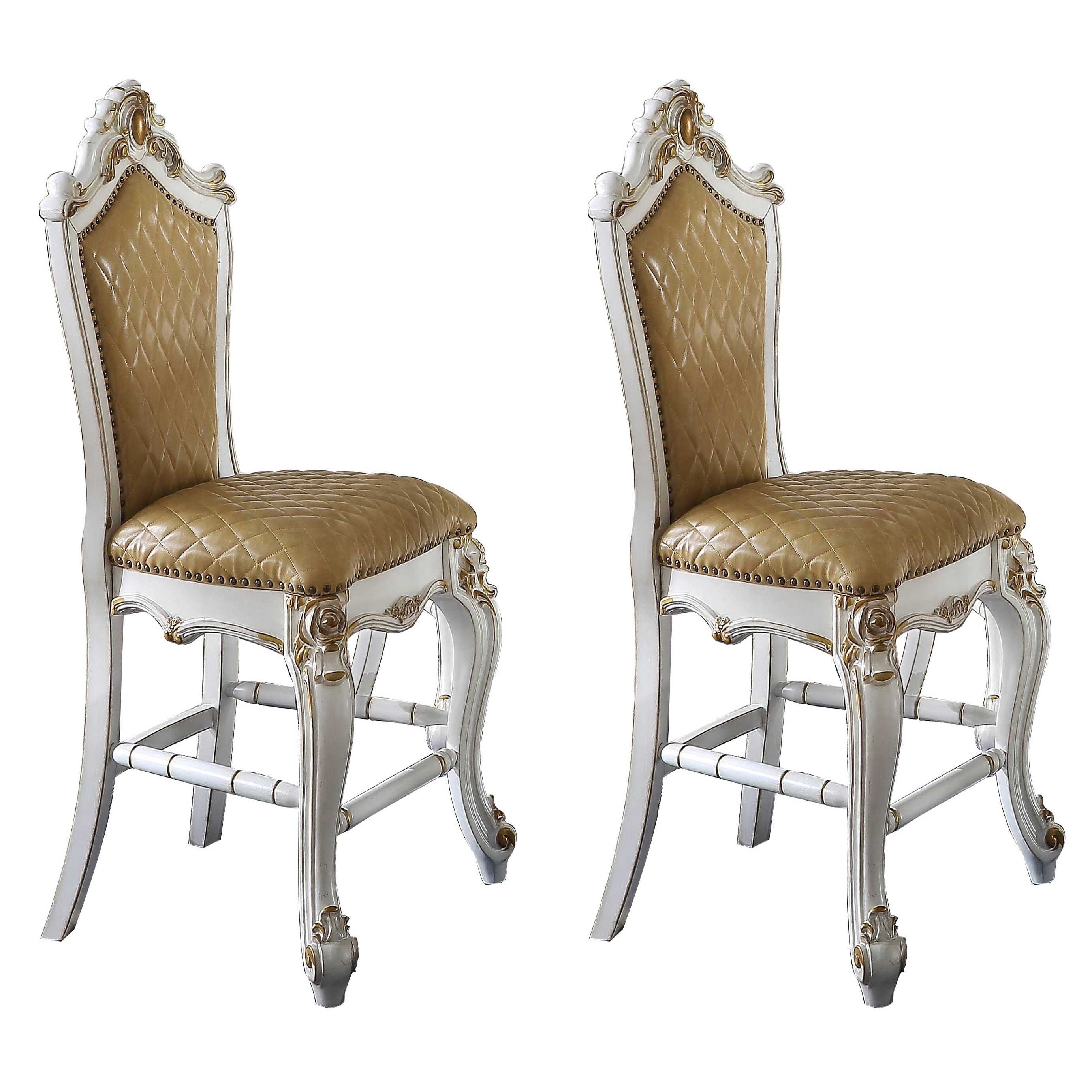 Butterscotch and Antique Pearl Armless Counter Height Chairs (Set-2)