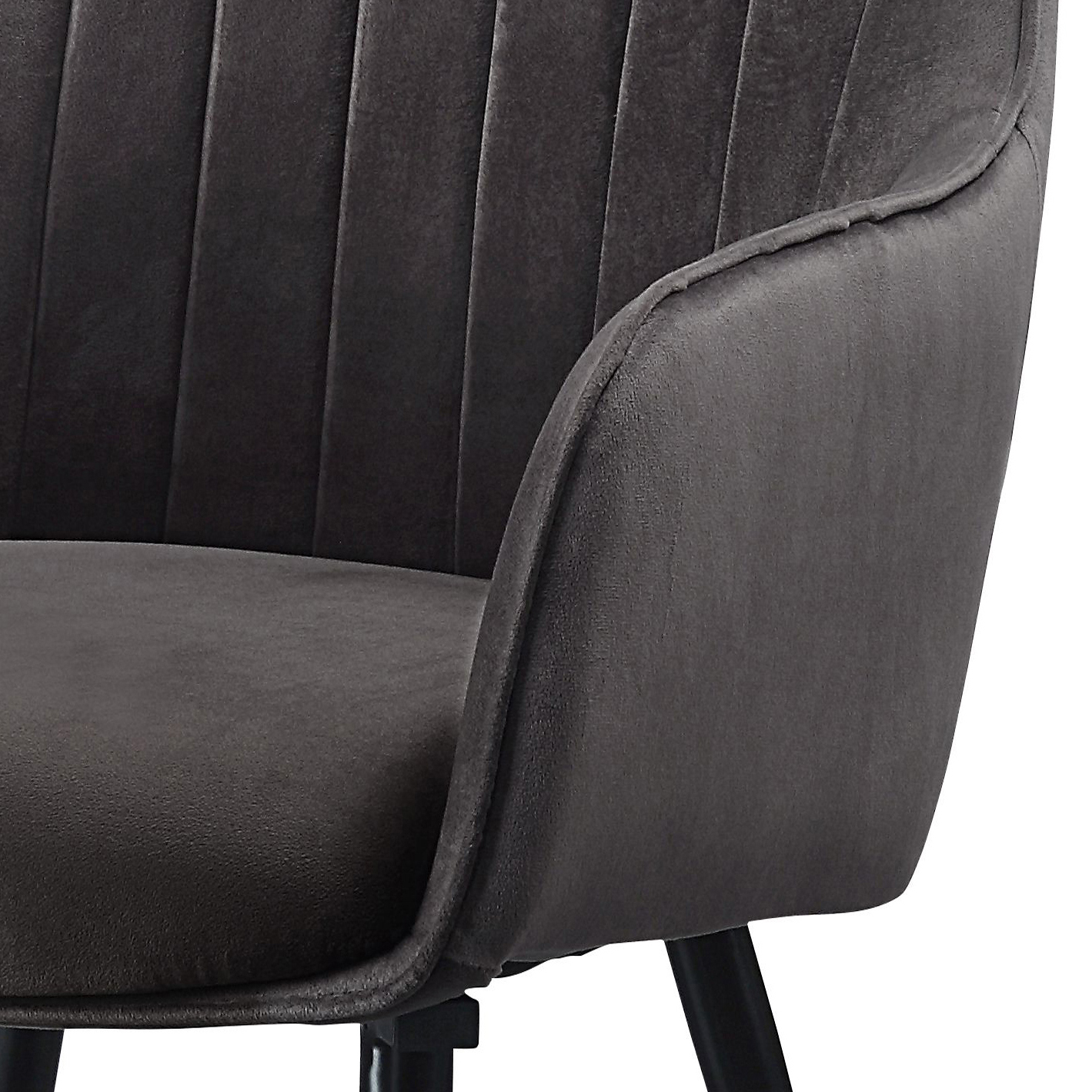 Dark Grey and Black Tufted Back Dining Chairs (Set of 2)